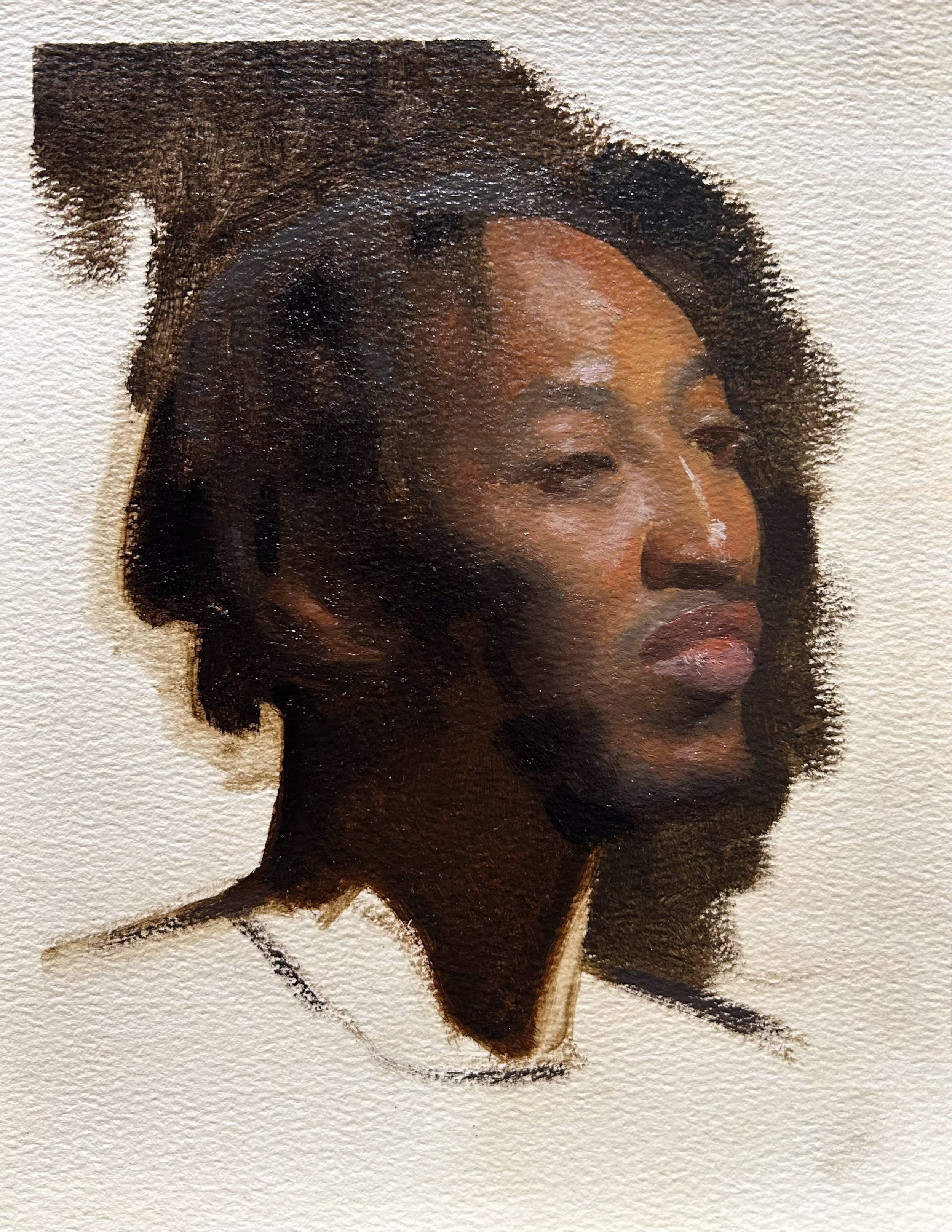 Ashari Portrait Sketch, oil on paper, 9 x7”, 2026