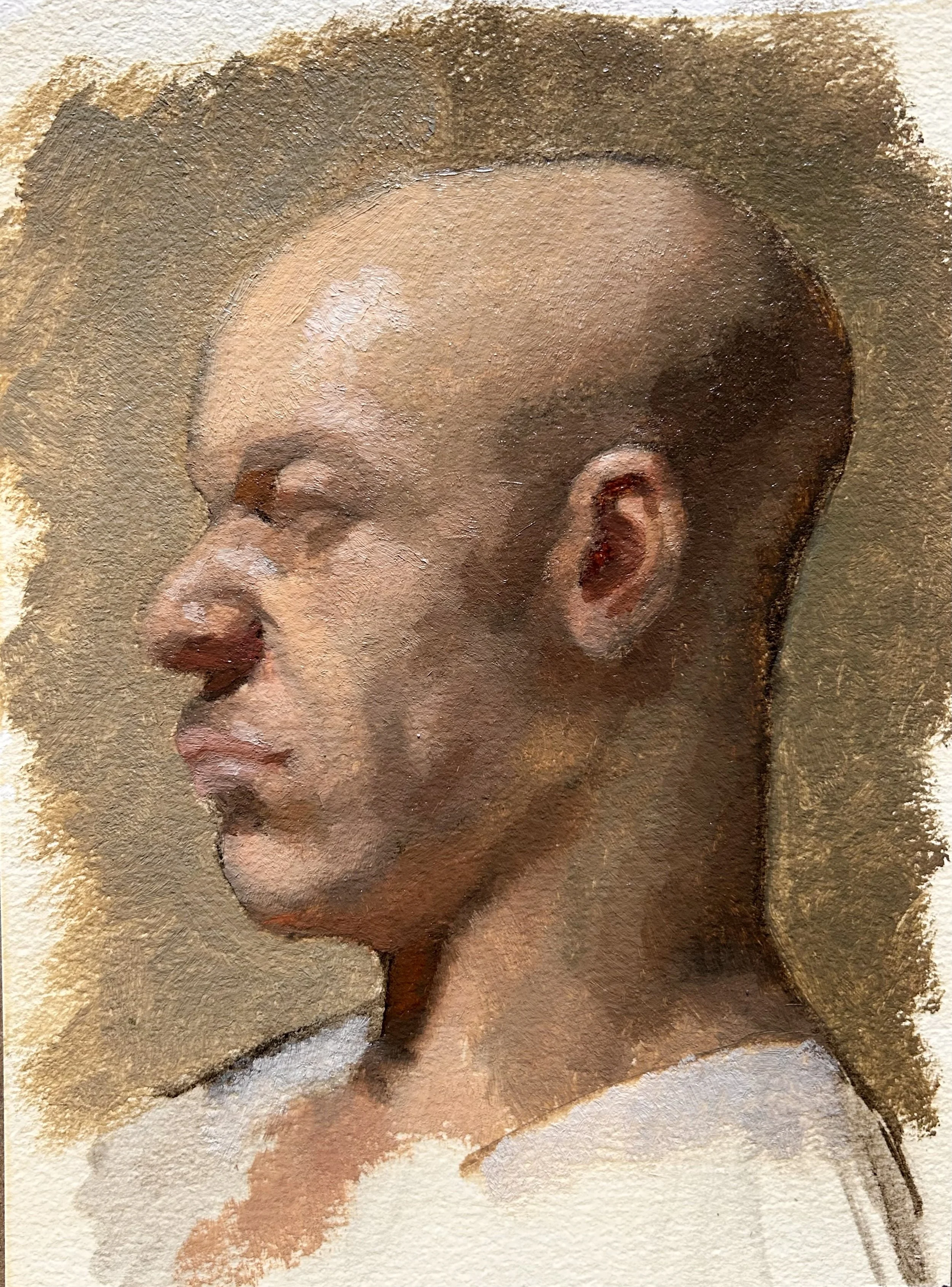 Portrait Sketch of Ike, oil on paper, 8 x 6”