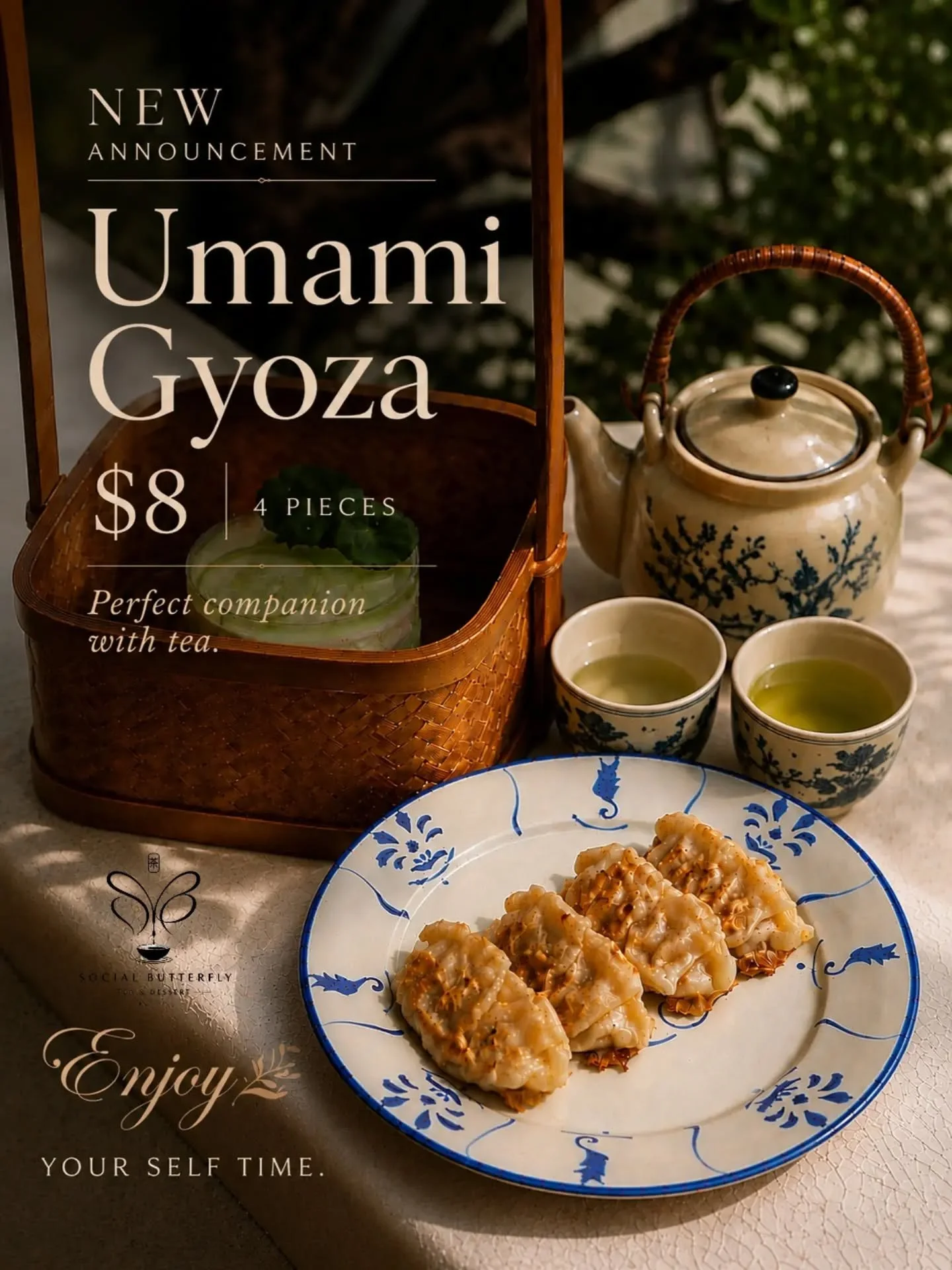 We&rsquo;ve decided tea deserves snacks.

Not cake. Not another pretty little sweet thing.

Something warm. Salty. Saucy. Slightly dangerous when you said you were &ldquo;just coming for tea.&rdquo;

Umami Gyoza &mdash; 4 for $8. 🥟

A small new addi