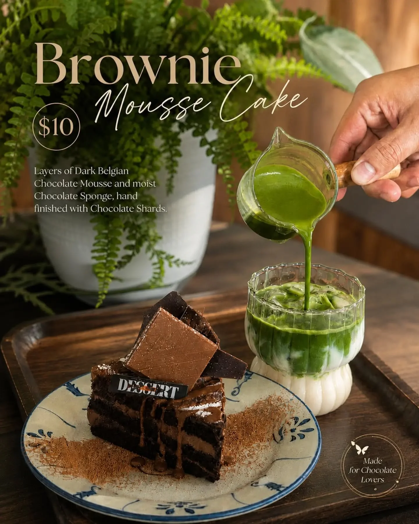 Some combinations make sense on paper.
Matcha + chocolate isn&rsquo;t one of them.
And maybe that&rsquo;s exactly why I couldn&rsquo;t stop eating this. 👀

The brownie mousse cake is dark, rich and unapologetically chocolatey,  then you take a sip o