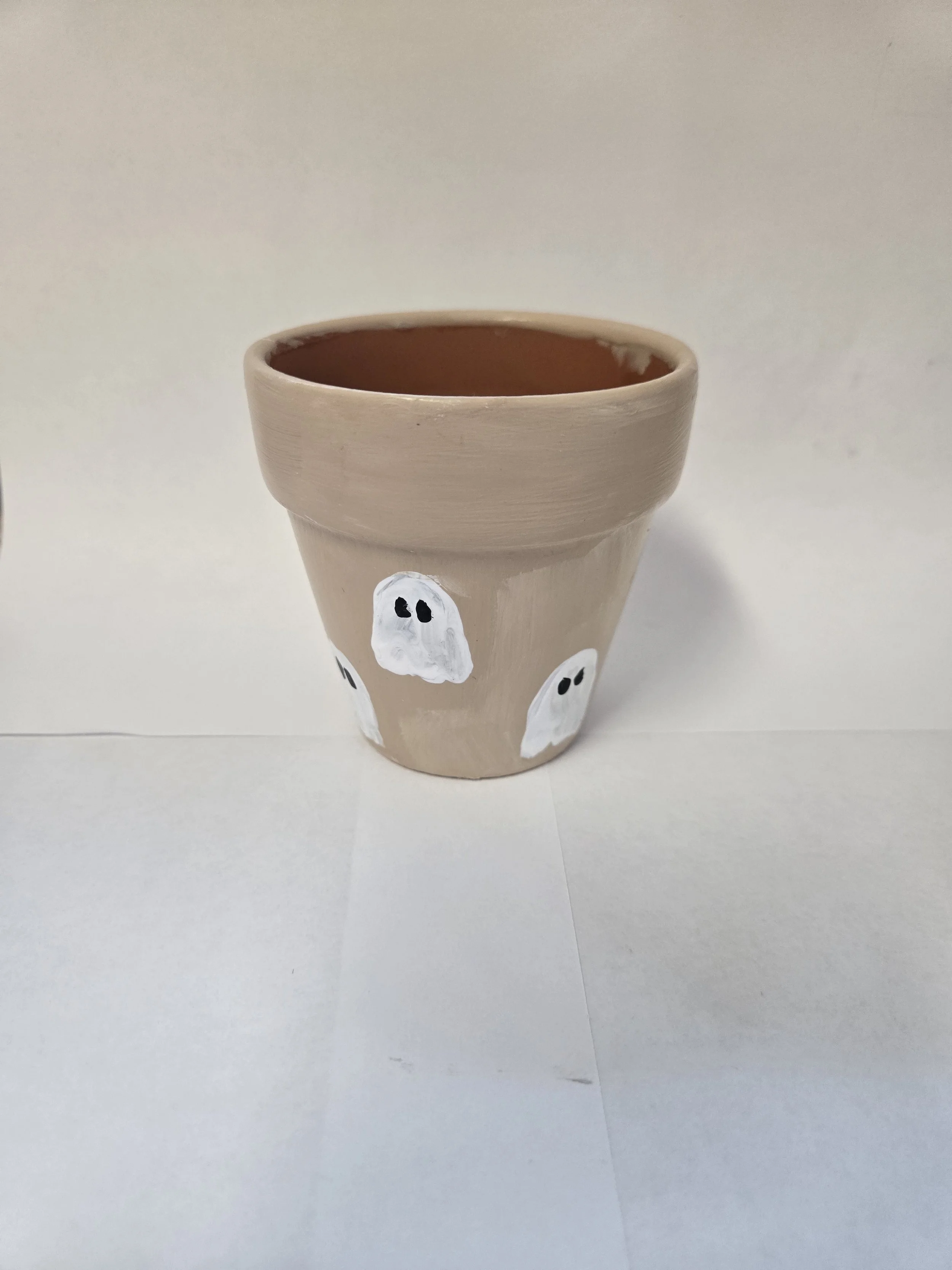 Mini Painted Pot Tan Ghost