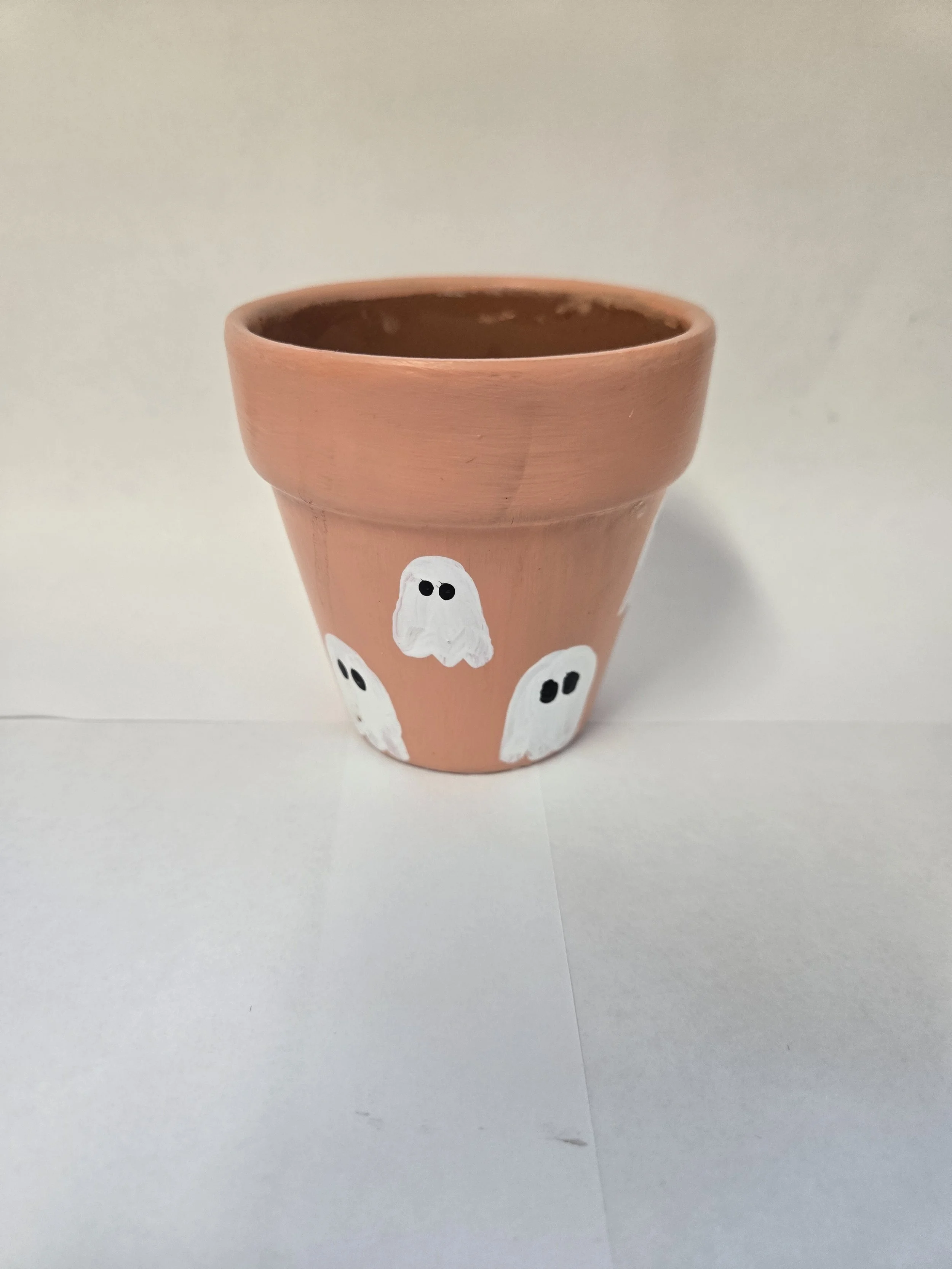 Mini Painted Pot Orange Ghosts