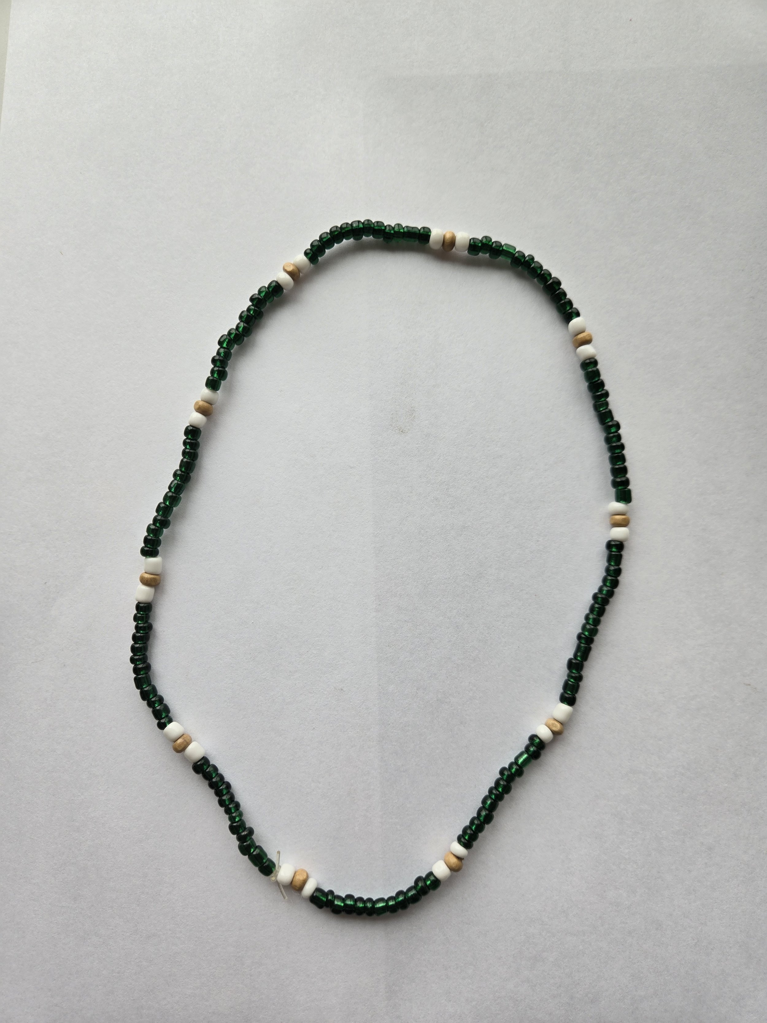 Iridescent Green Beaded Necklace
