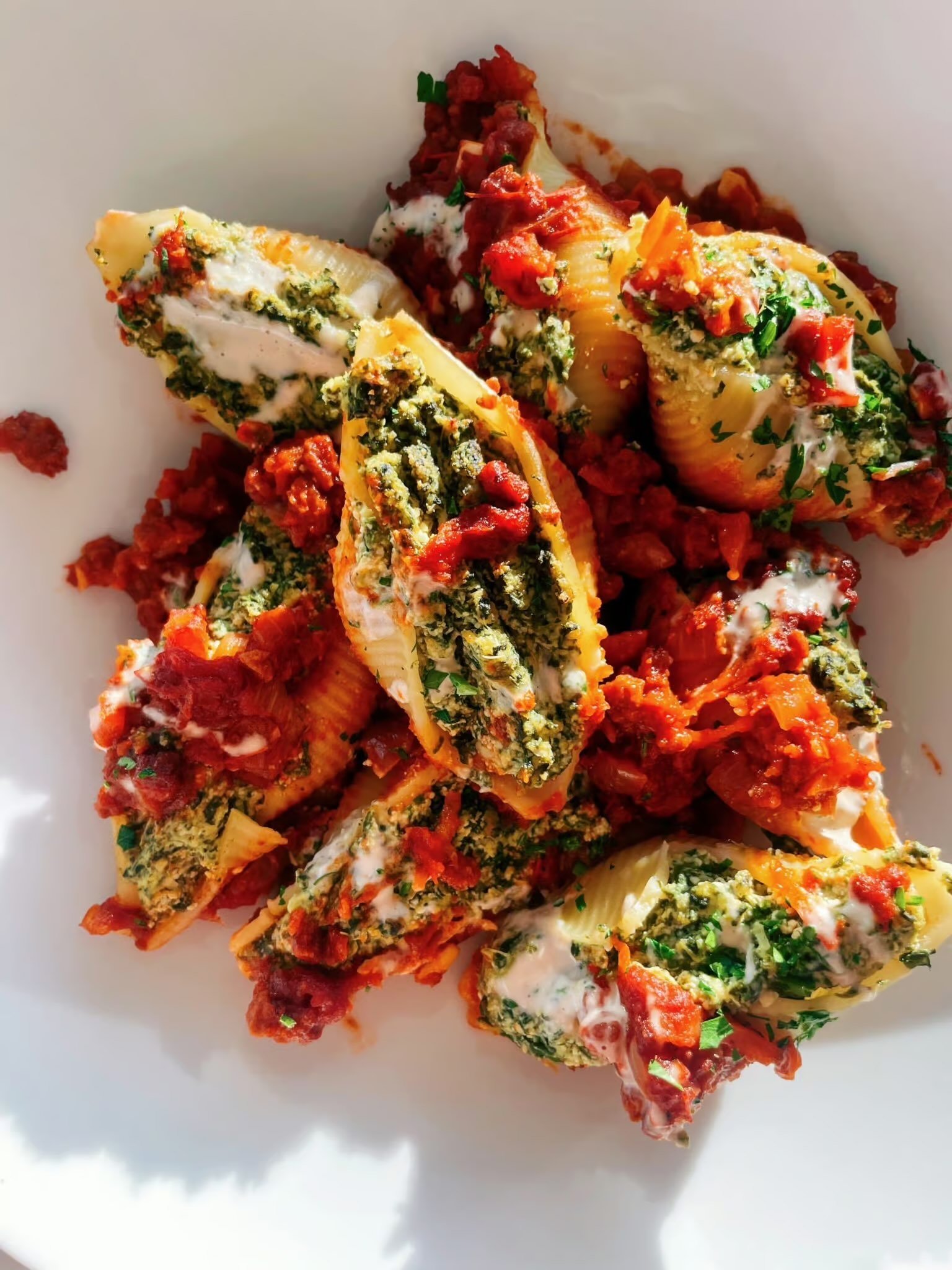Vegan Spinach and Tofu Ricotta Stuffed Pasta Shells