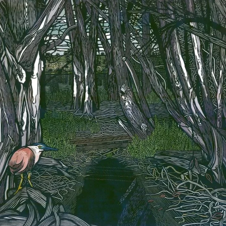  The Night Heron's Pond    70cm x70cm 