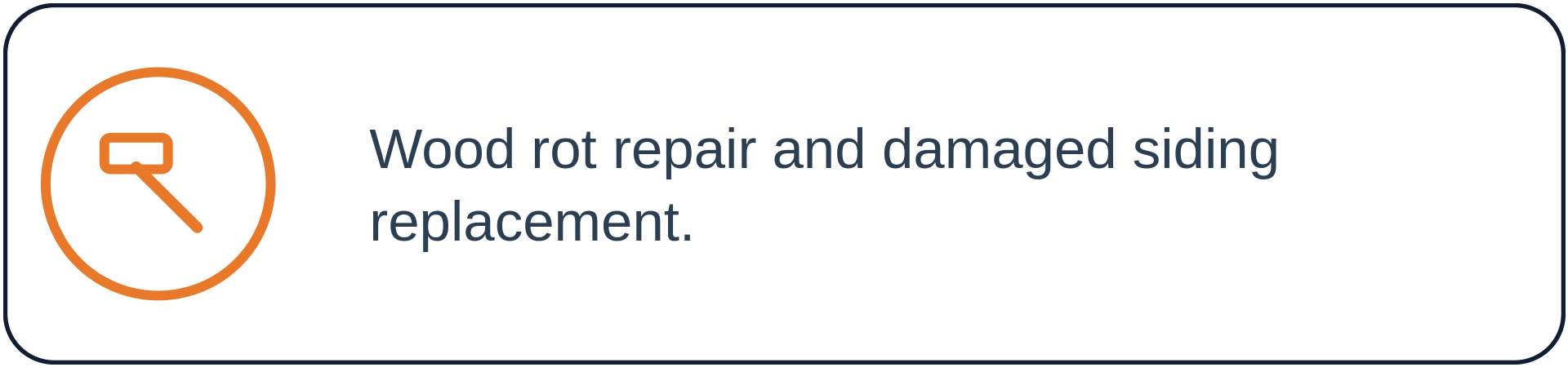 Illustration of a clock with a paint roller inside, next to text that says 'Wood rot repair and damaged siding replacement.'
