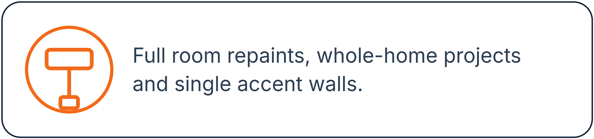 Icon of a floor lamp beside a short table, with text reading "Full room repaint, whole-home projects and single accent walls."