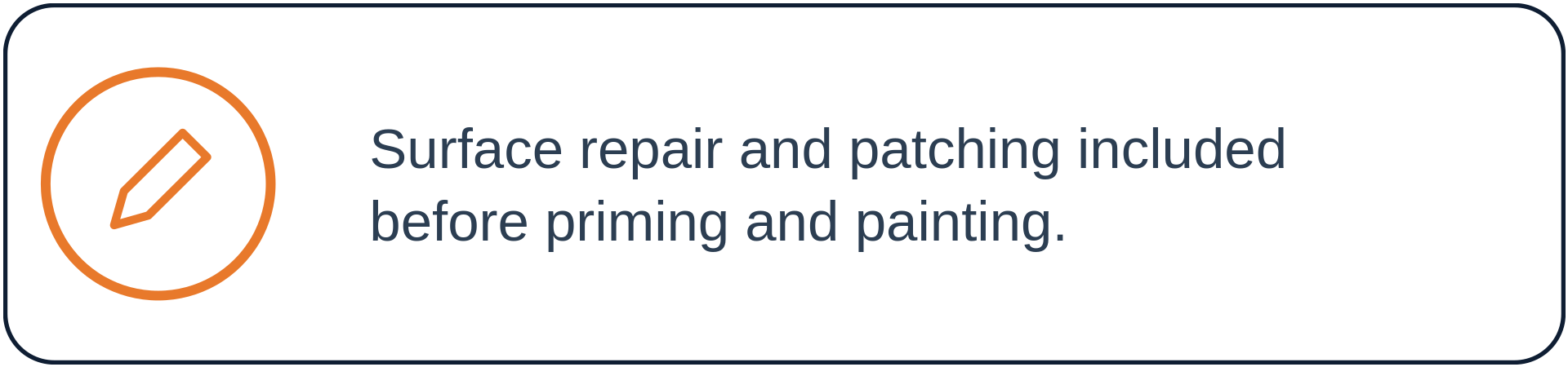 Surface repair and patching included before priming and painting.