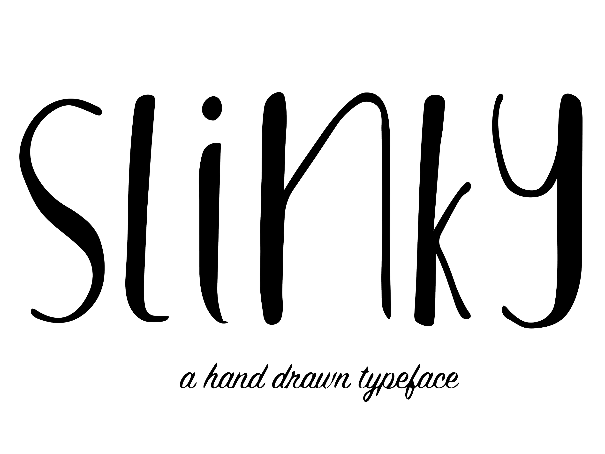 The word 'SILINKY' written in a hand-drawn, cursive style with the phrase 'a hand drawn typeface' underneath on a black background.