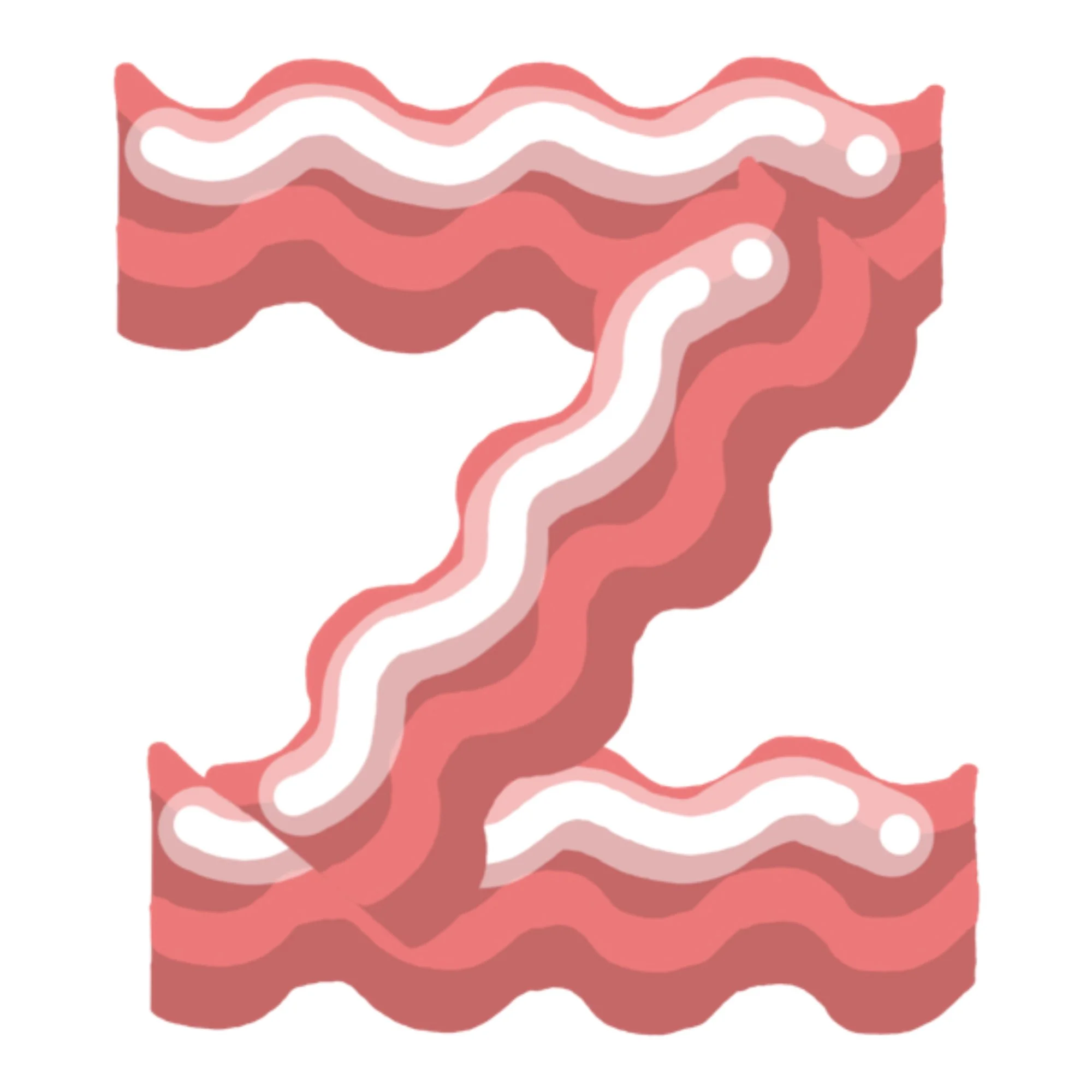 Stylized letter Z made of layered pink and red wavy shapes with white undersides.