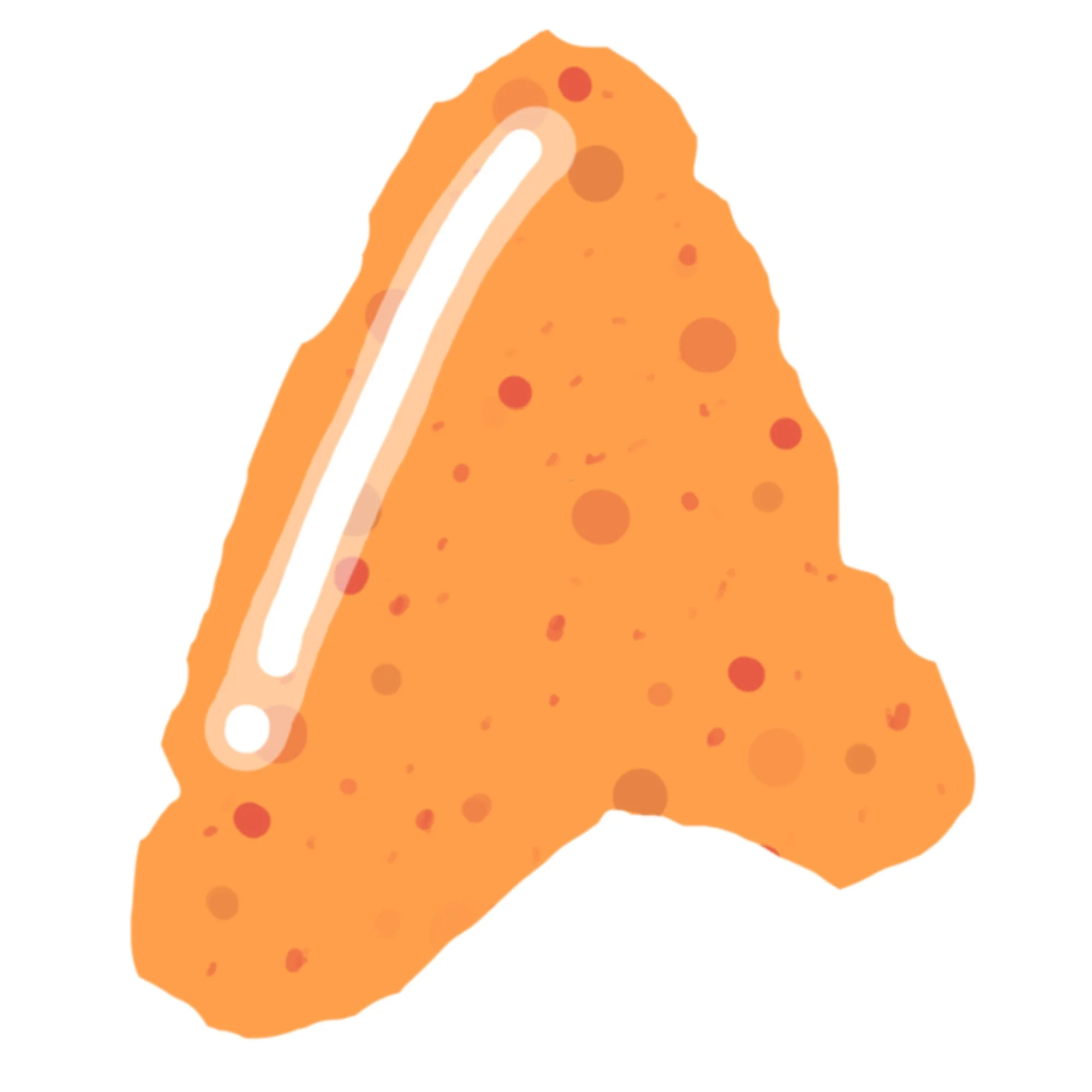 Digital illustration of a chicken nugget with a dipping sauce on top.