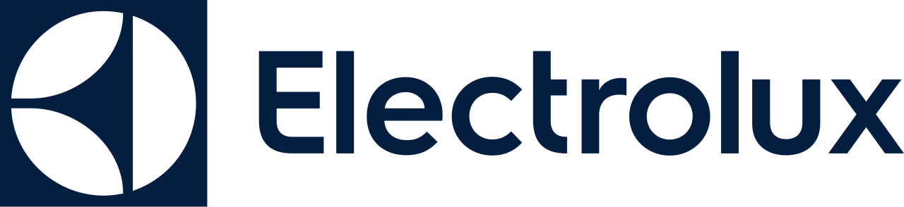 Electrolux logo with a black circular symbol and the brand name in dark blue