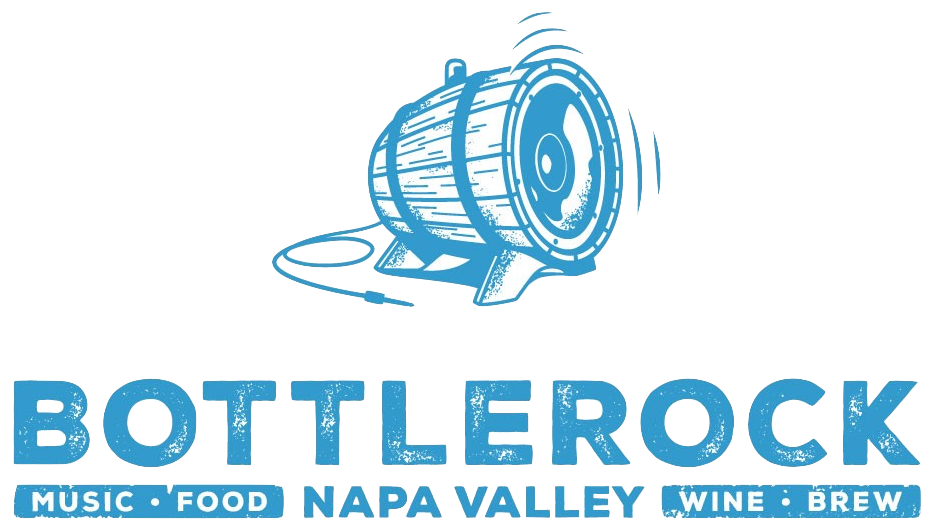 Logo for Bottlerock Napa Valley festival featuring a music concert with options for food, wine, and brew.
