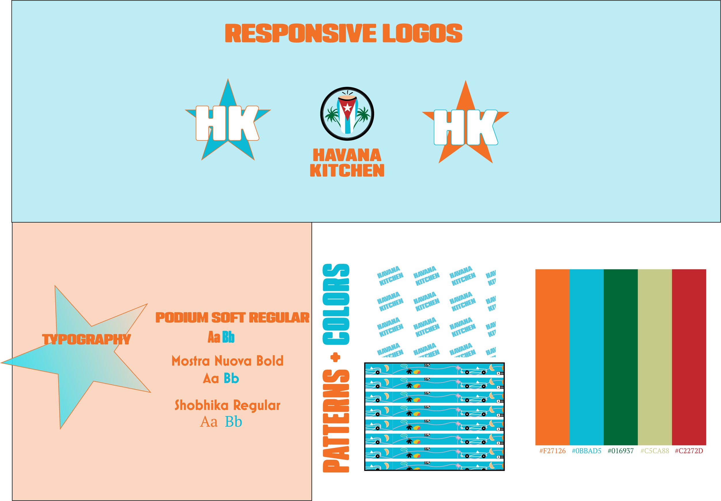 I knew coming into this project that I wanted to add a playful and vibrant tone to each deliverable. I used colors ranging from a cyan blue shade along with orange, green, red, & hex green color. The type name of the logo is called Podium Soft Regula