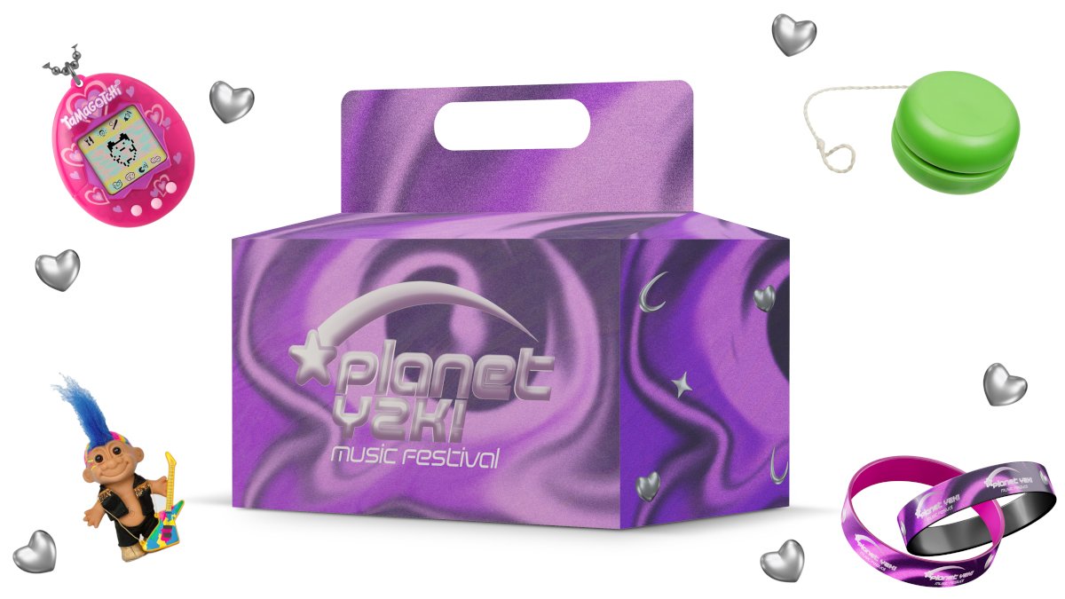 This care package was my favorite deliverable to create. It was inspired by the iconic McDonald’s Happy Meal box, a childhood staple from​​​​​​​ the late ’90s to early 2000s. Including nostalgic toys like the iconic Tamagotchi, Trolls, and yo-yos fel