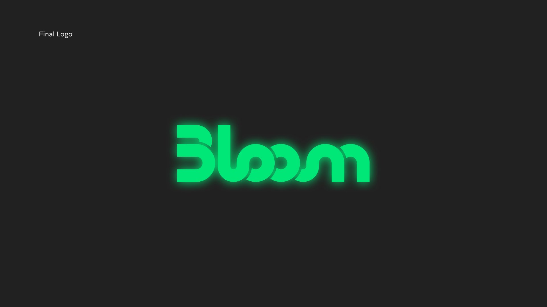 Neon green Bloom logo on a dark background with the text 'Final Logo' in the top left corner.