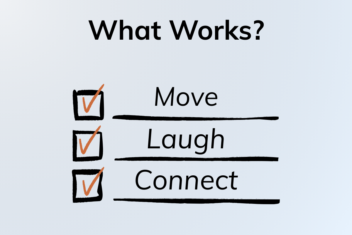 alt="What Works: Move, Laugh, Connect"