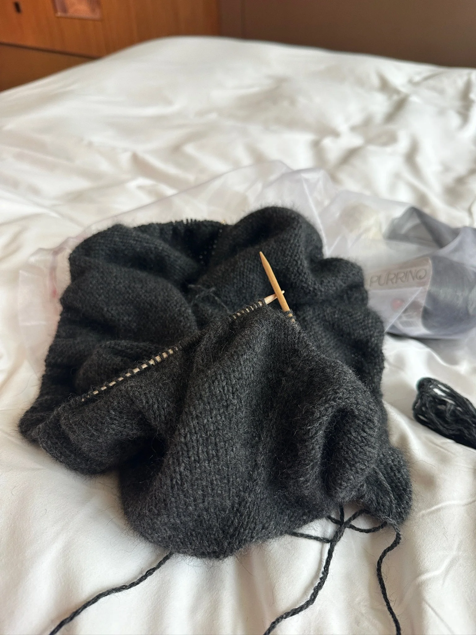 Knitting a grey sweater
