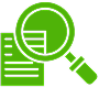 Magnifying glass over a document, symbolizing search or analysis.