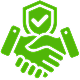 Illustration of two hands shaking with a shield behind them, symbolizing cybersecurity or trust.
