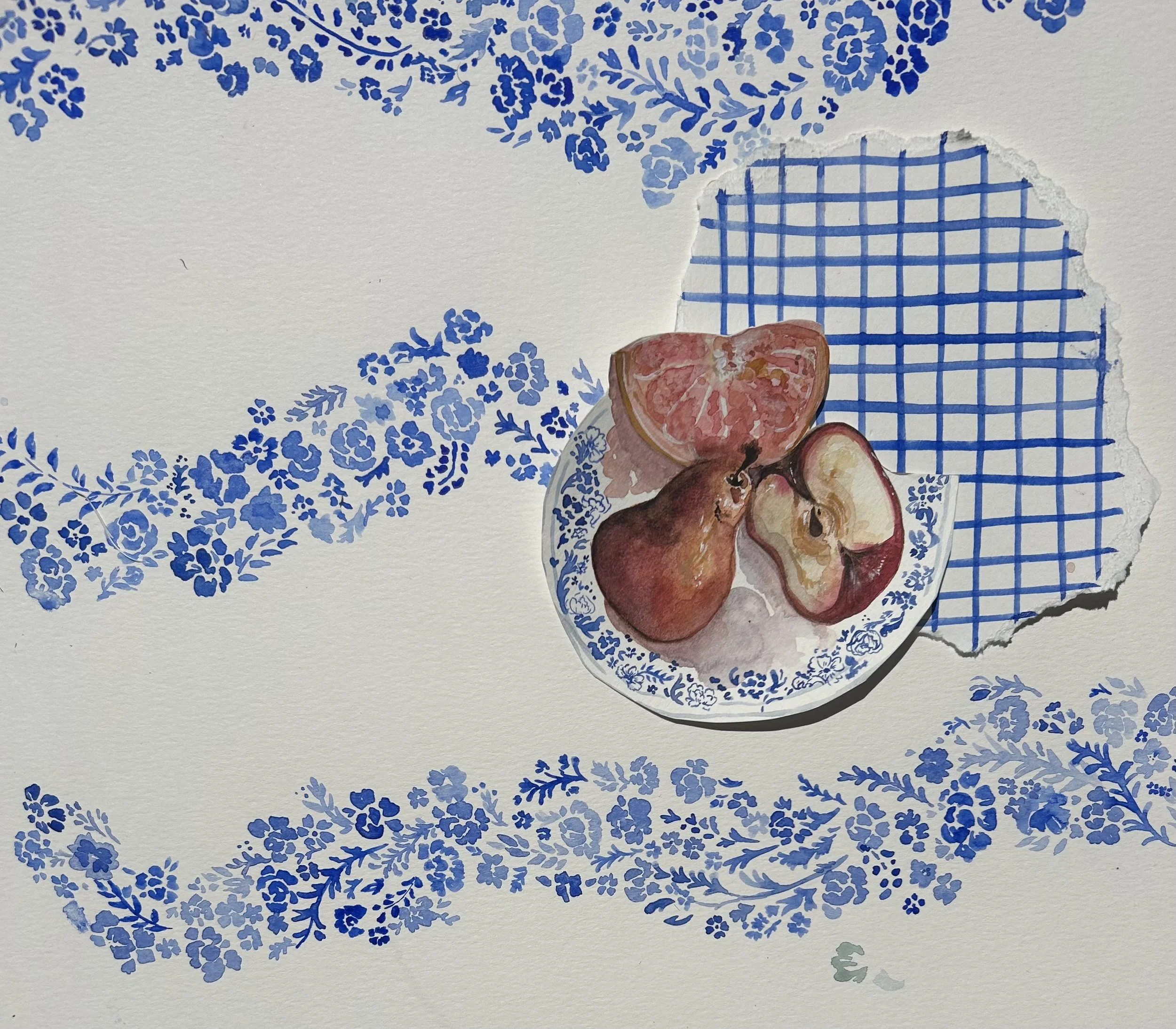 summer fruits, watercolor on paper, 2023