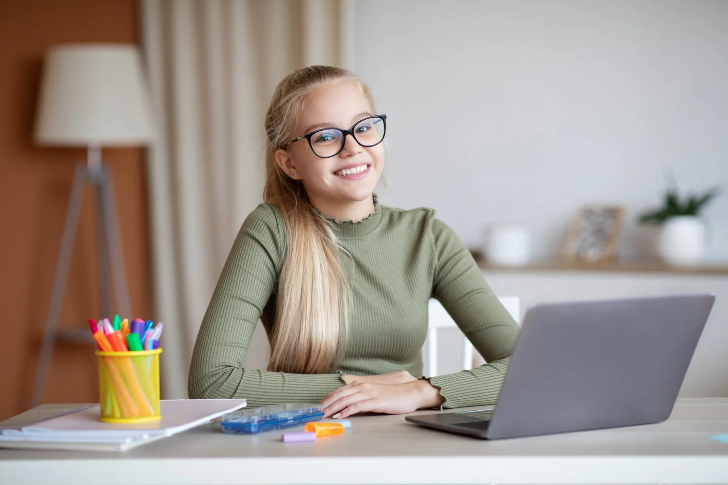 Student studying with focus and academic support