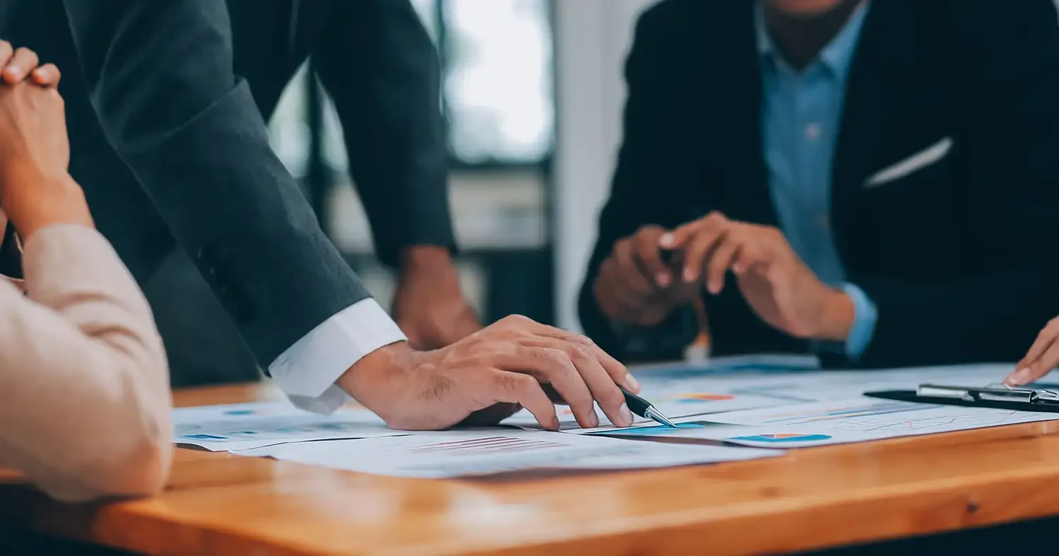 Close up hands of business people group meeting in office