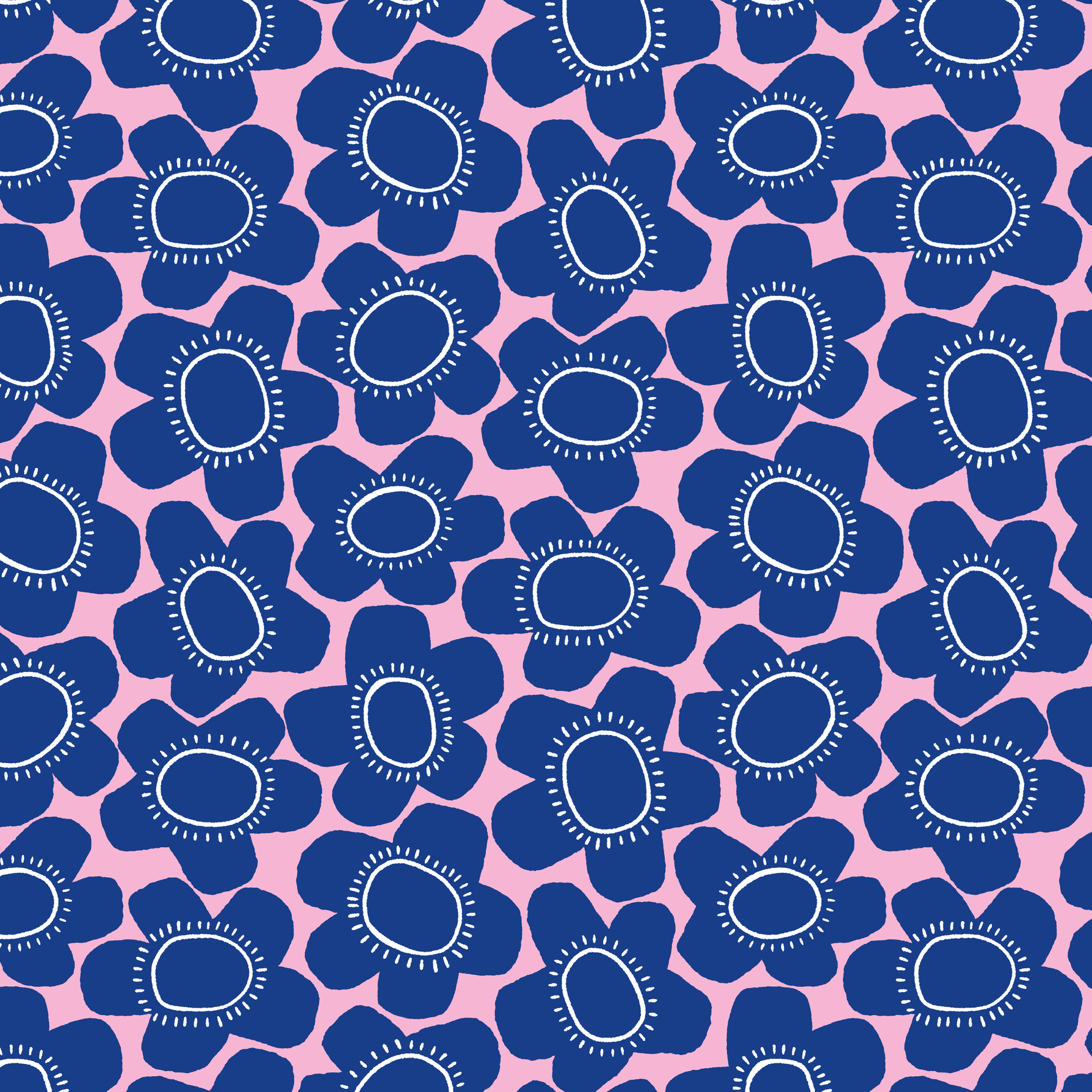 Bold Poppies - bubblegum & royal blue