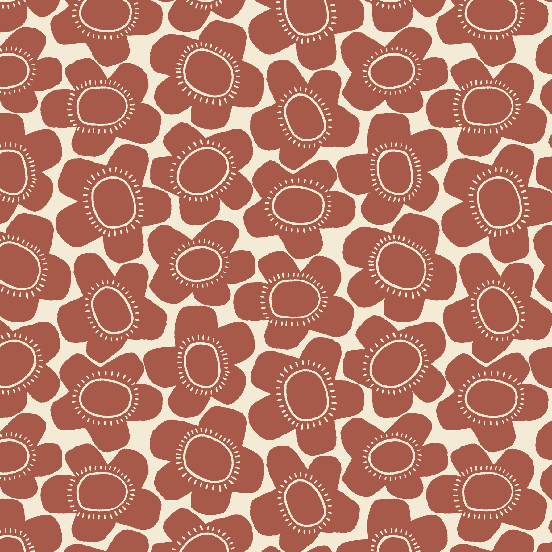 Bold Poppies - off white & bruschetta