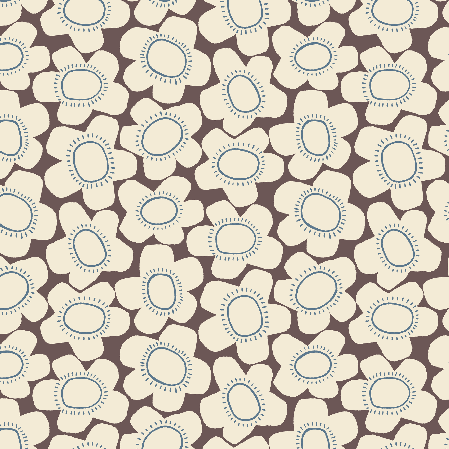 Bold Poppies - peppercorn & off white