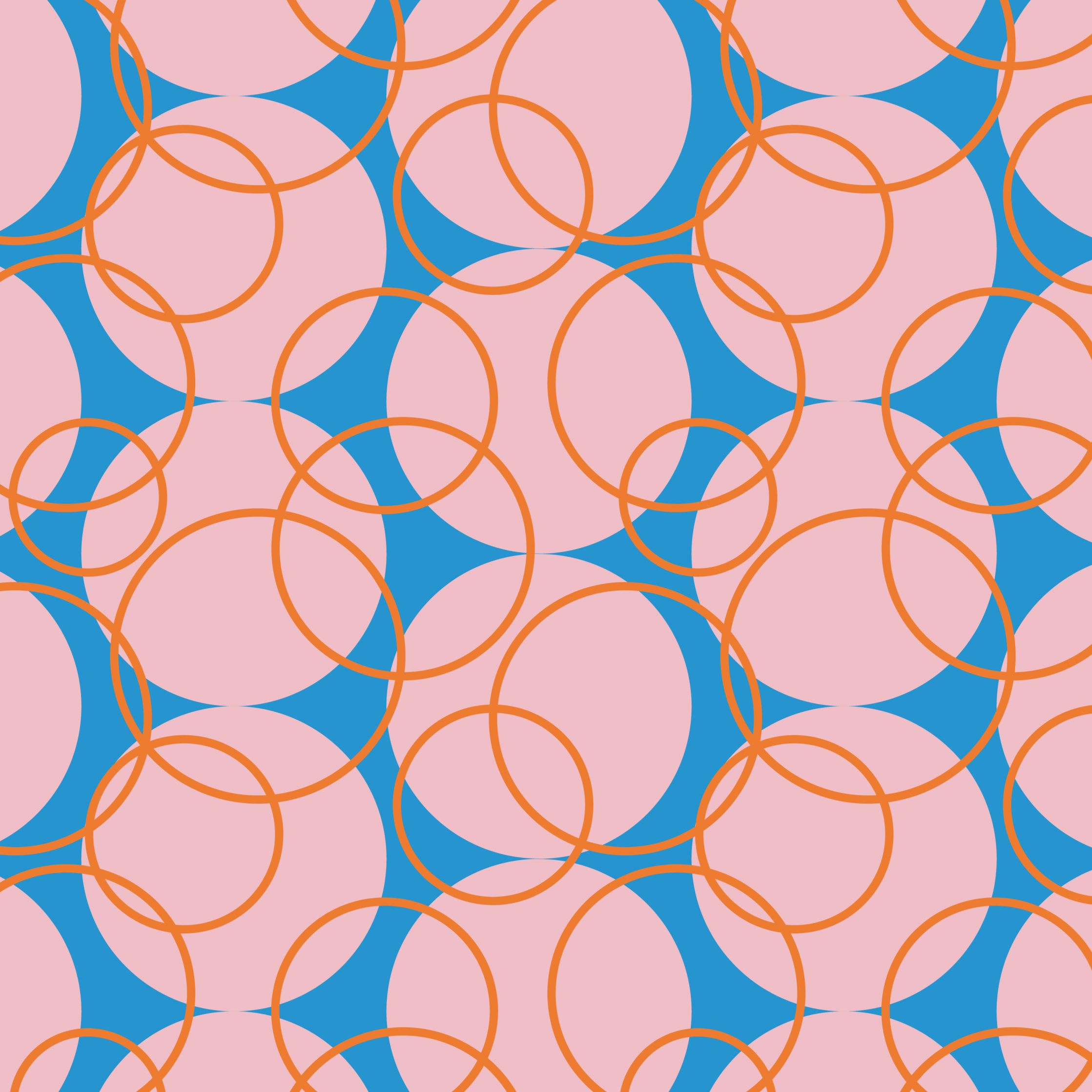 Vintage Bubbles - azure, soft pink, tangerine