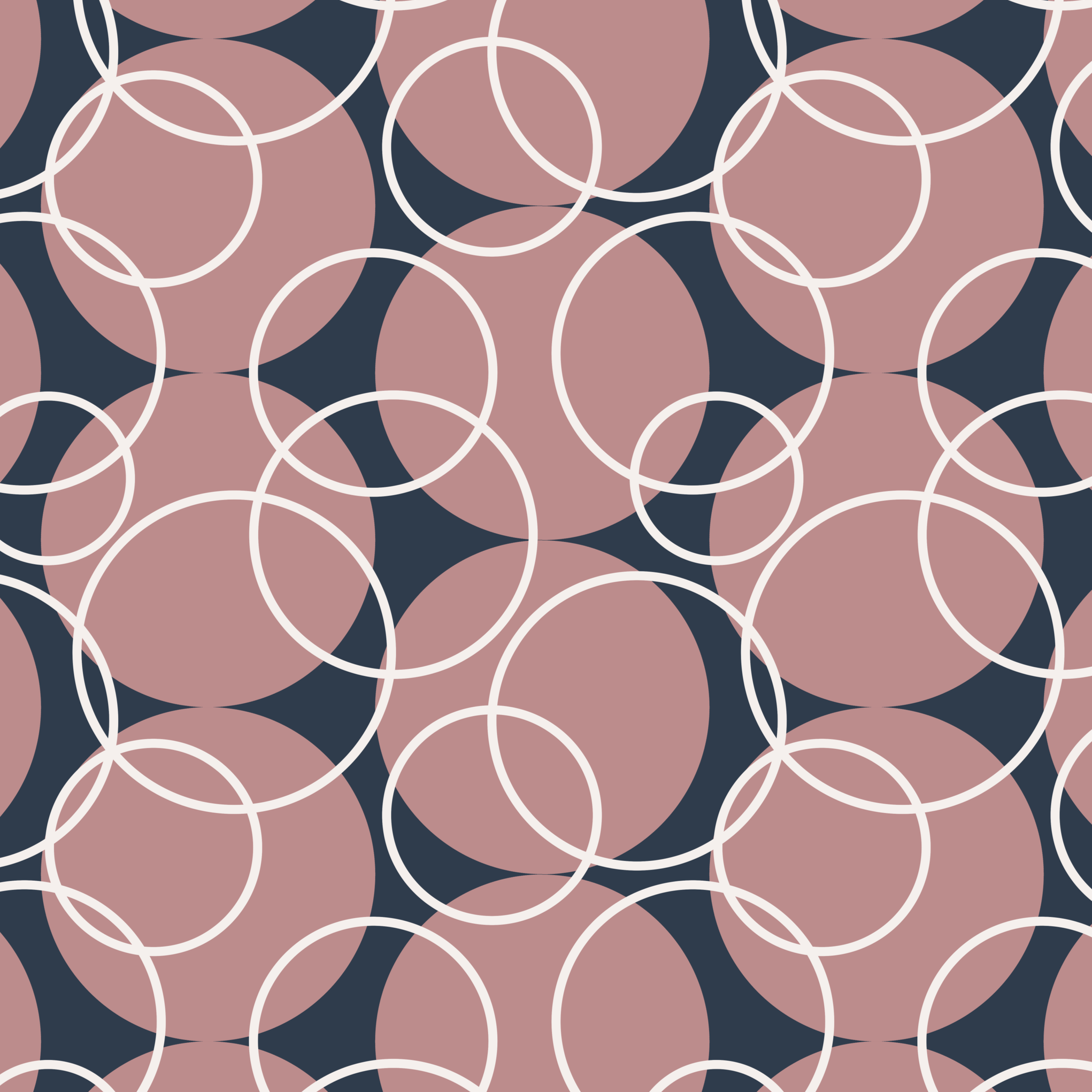 Vintage Bubbles - dark denim, old rose, off white