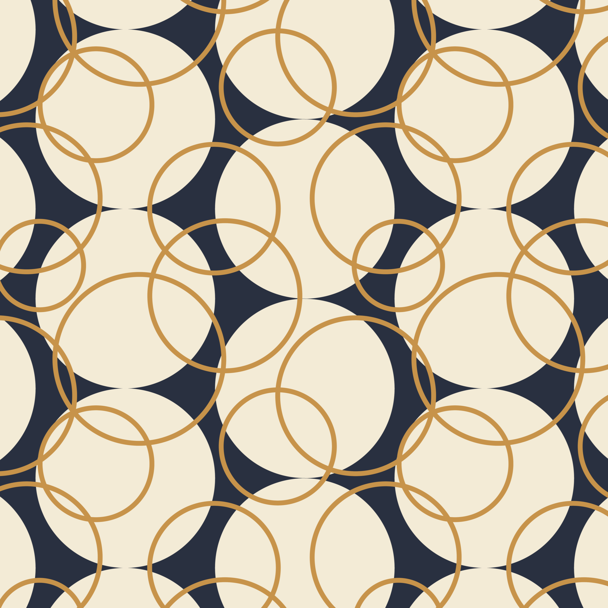 Vintage Bubbles - midnight, off white, gold