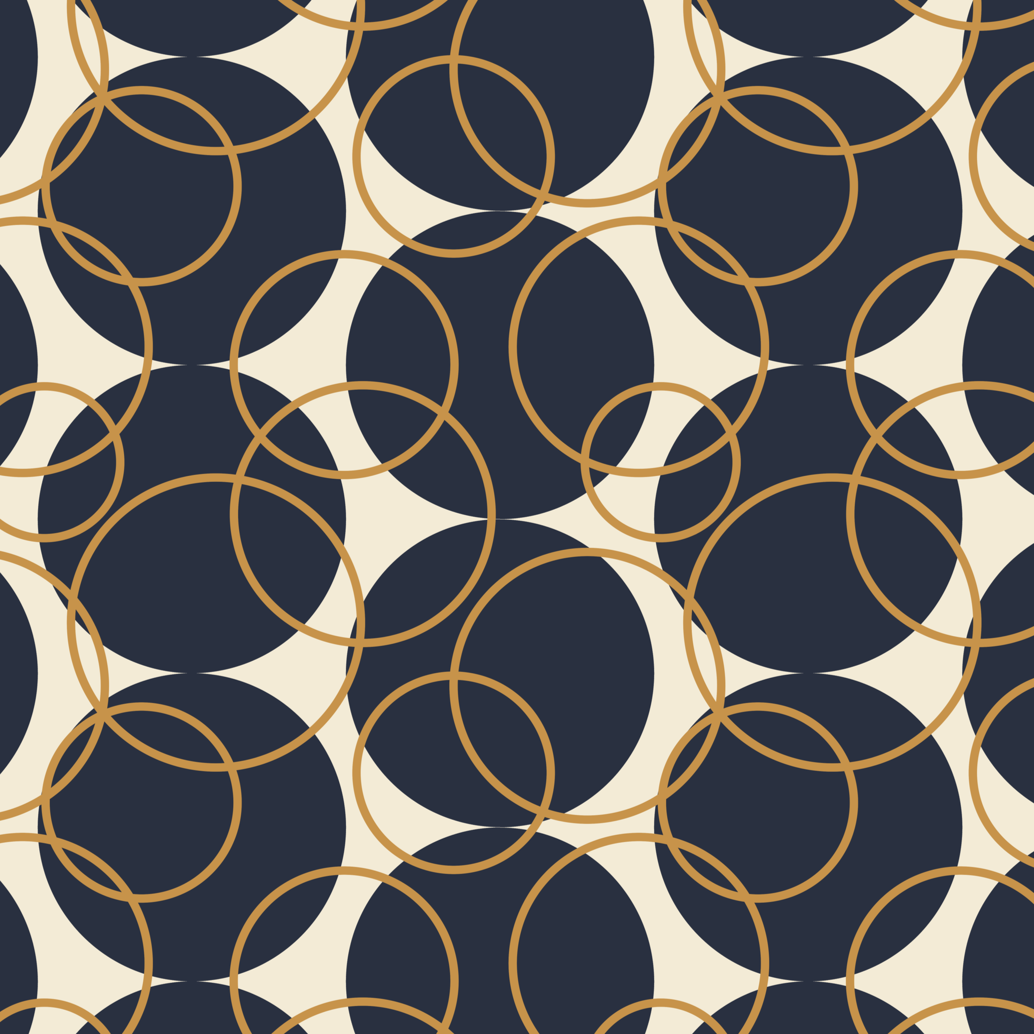 Vintage Bubbles - off white, midnight,  gold