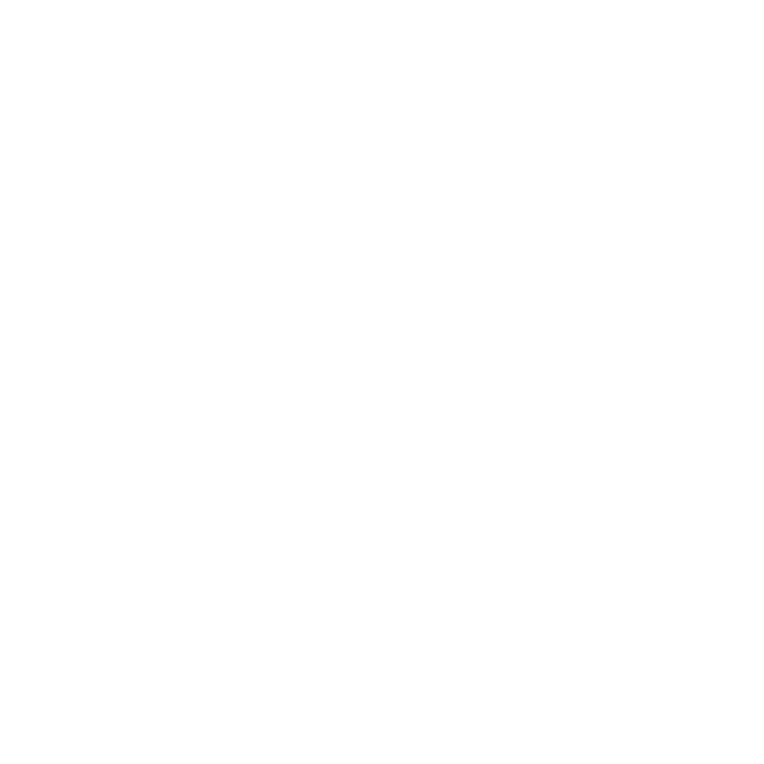 Close-up of a large black and white circular icon with a play button in the center