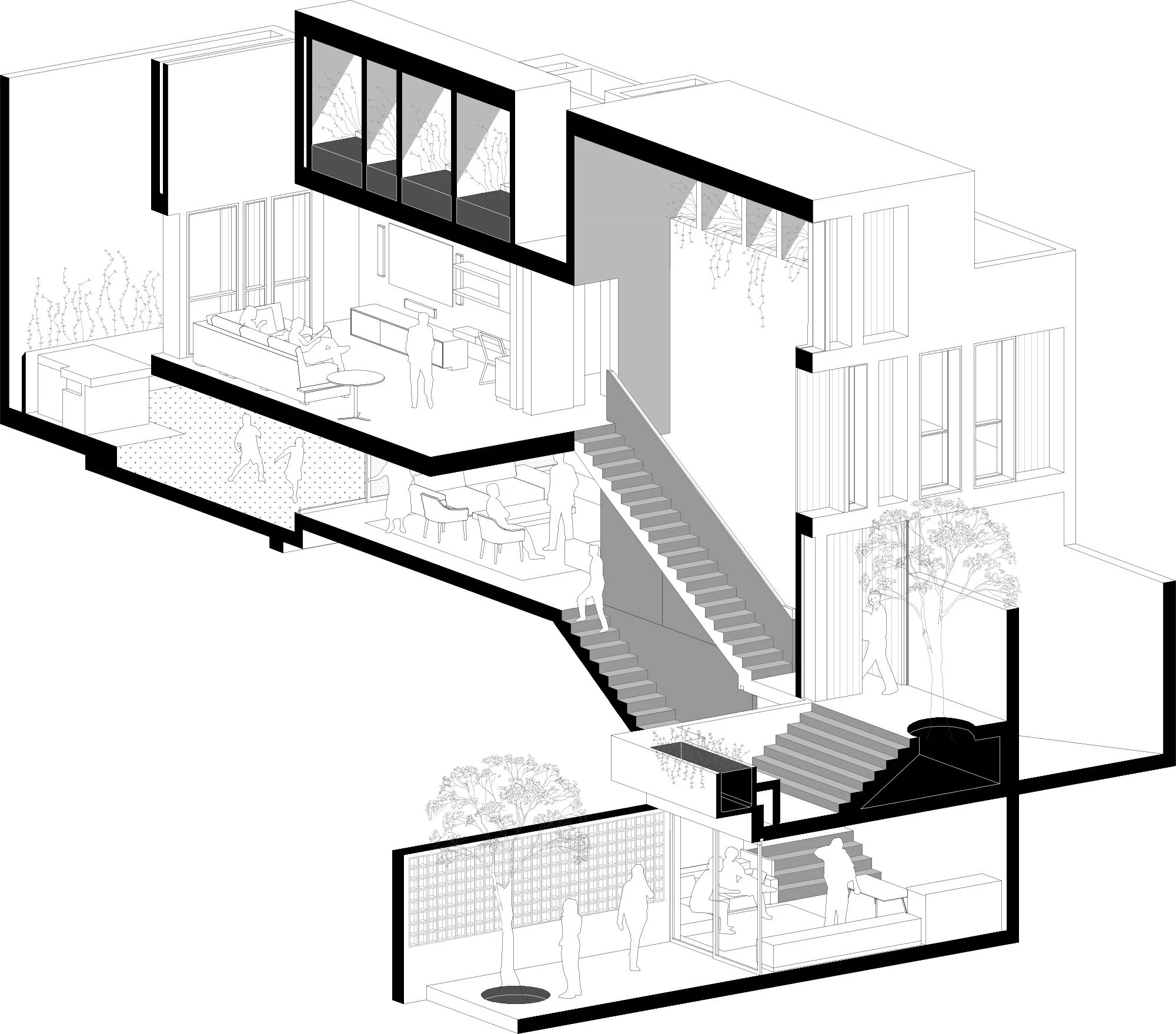 Isometric section for Llosa-Cortegana Architects.  (AutoCAD)