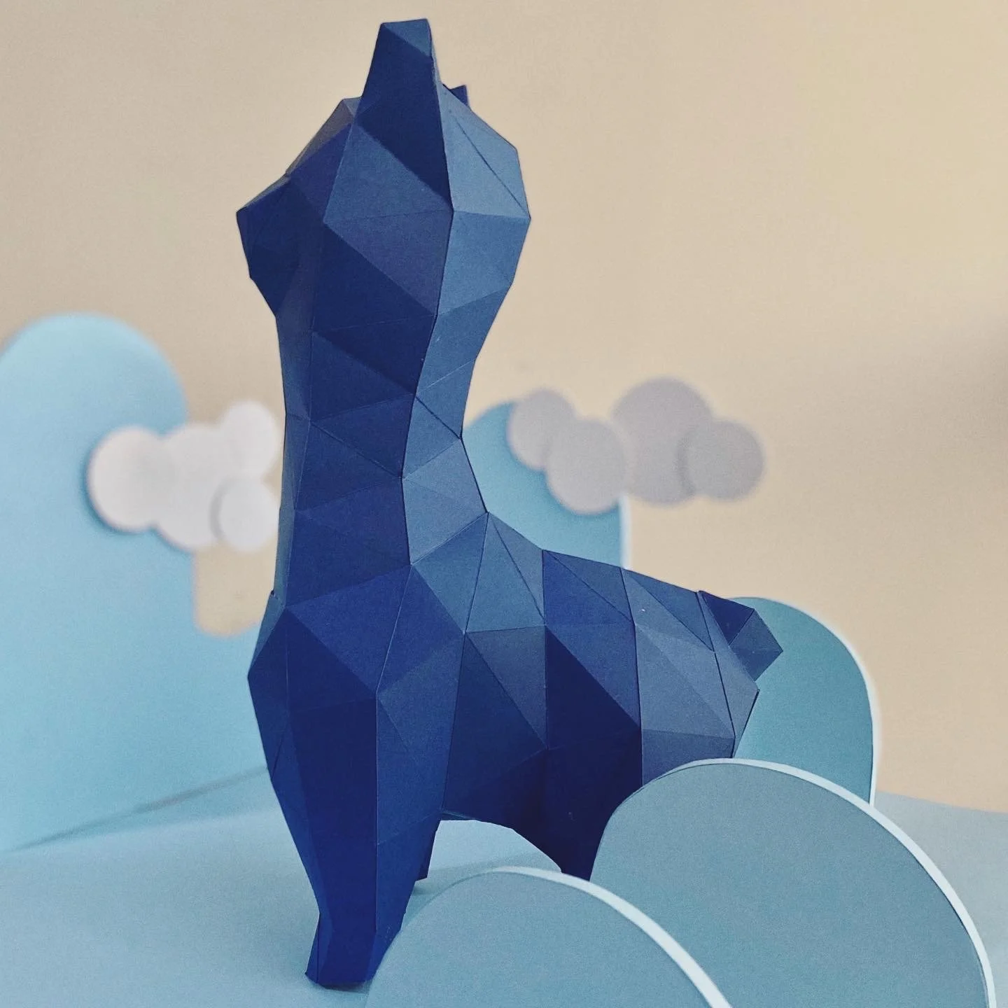 Cardstock llama and mountains