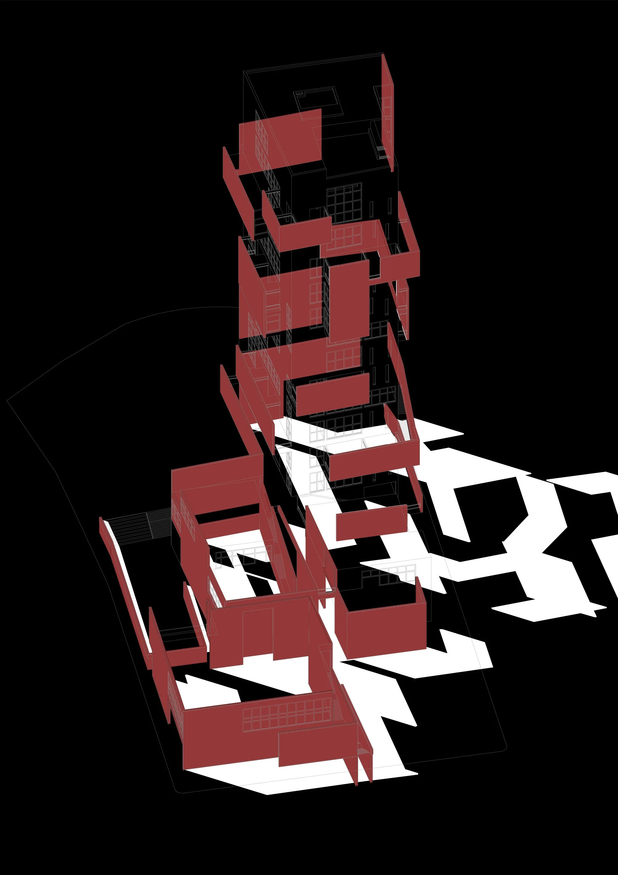 Building shadow diagram (AutoCAD).