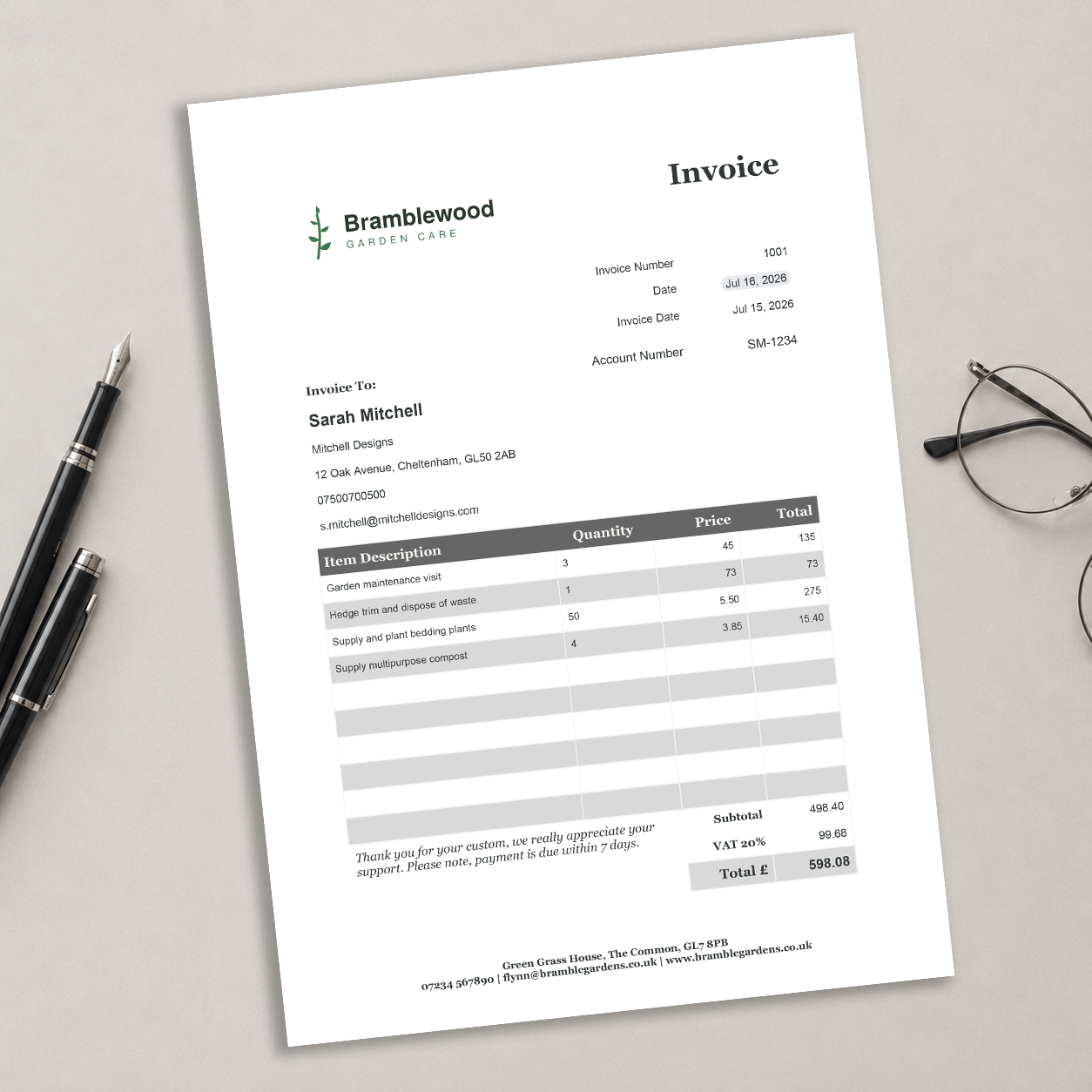 Sole Trader Invoice Template - Granite Grey