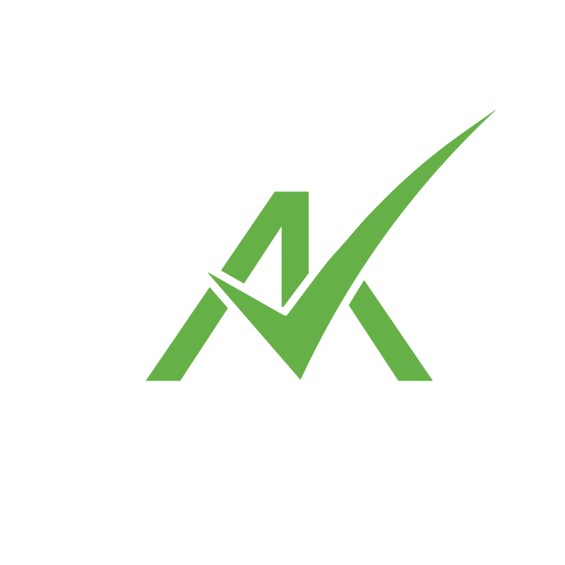 A black background with a green checkmark and the letters 'A' and 'X' integrated into the design, symbolizing approval or success.