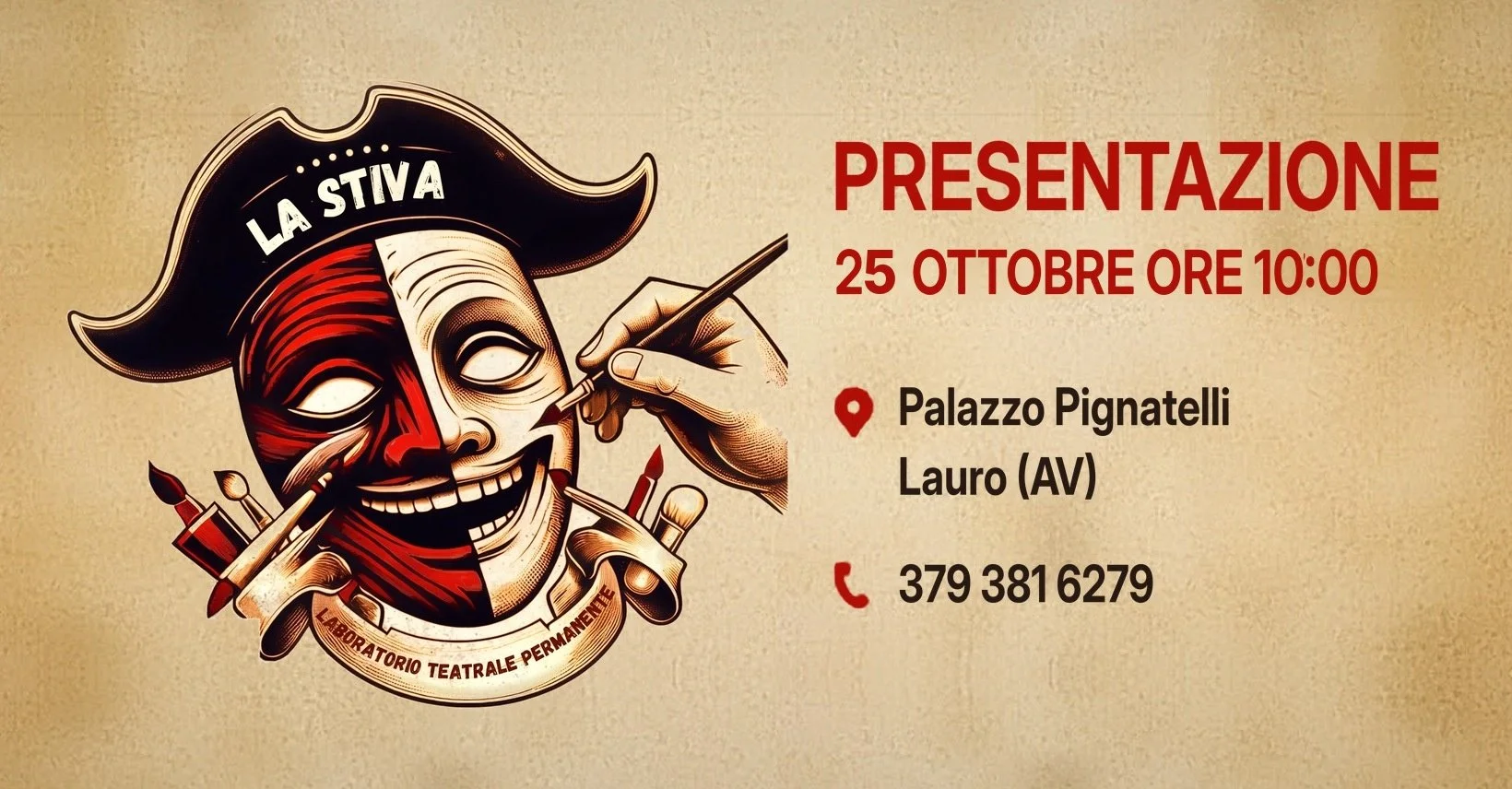 La Stiva, laboratorio teatrale permanente: la presentazione domenica 25 ottobre a Palazzo Pignatelli