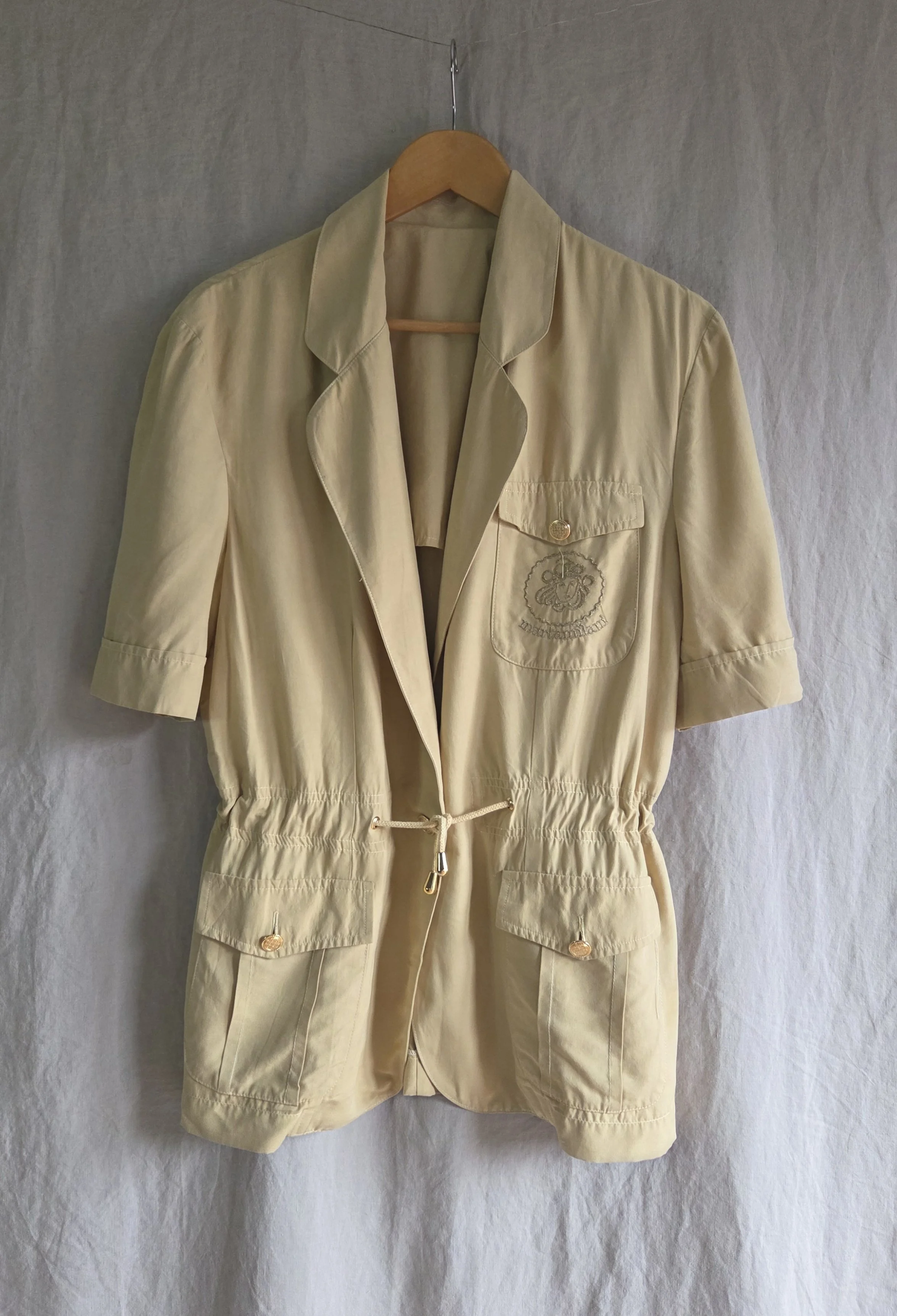 Vintage Neutral Jacket with Embroidered Pocket