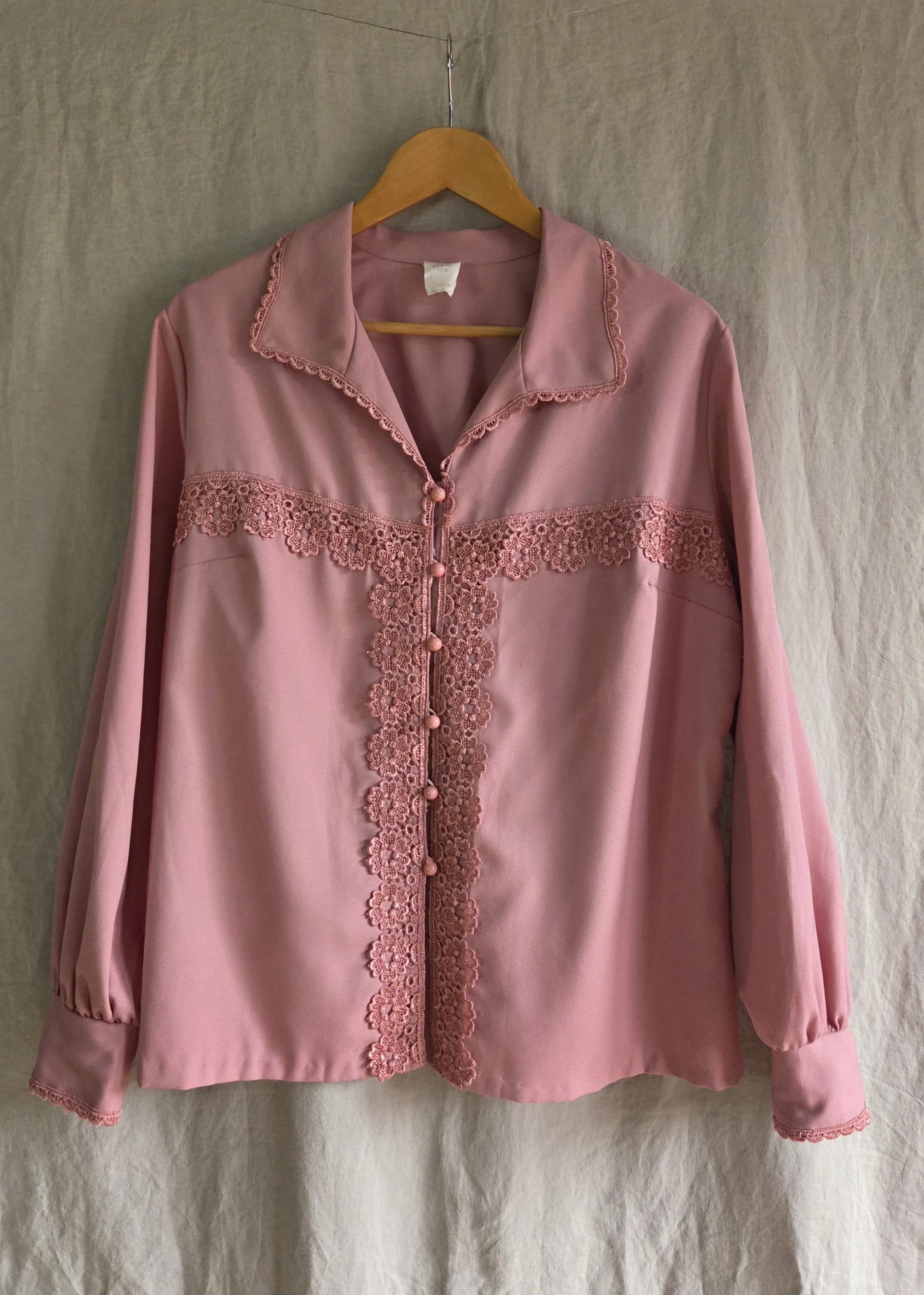 Vintage Lace Detail Rayon Blouse