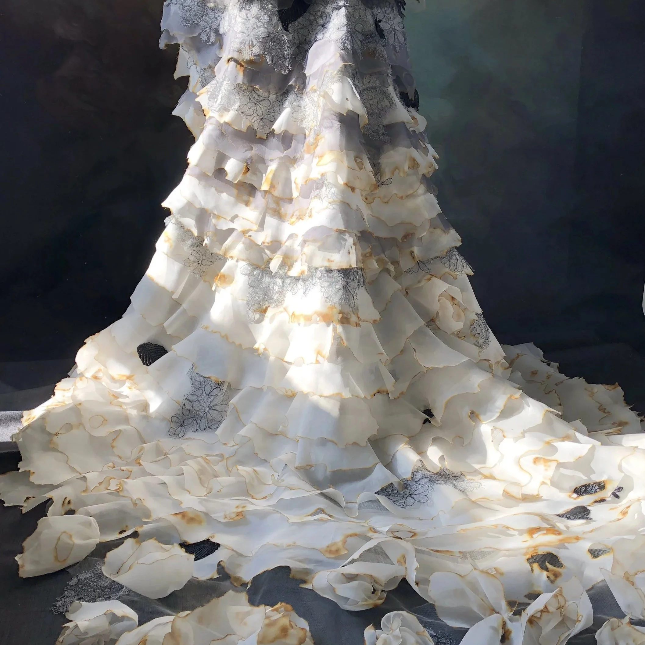 Burnt silk layers skirt detail 