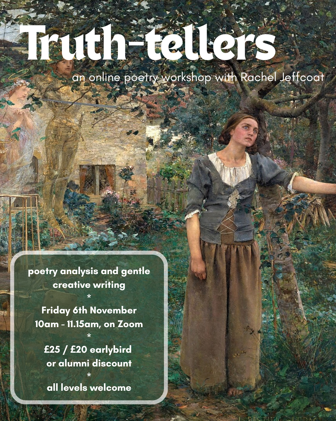Truth-Tellers: an online poetry workshop with Rachel Jeffcoat