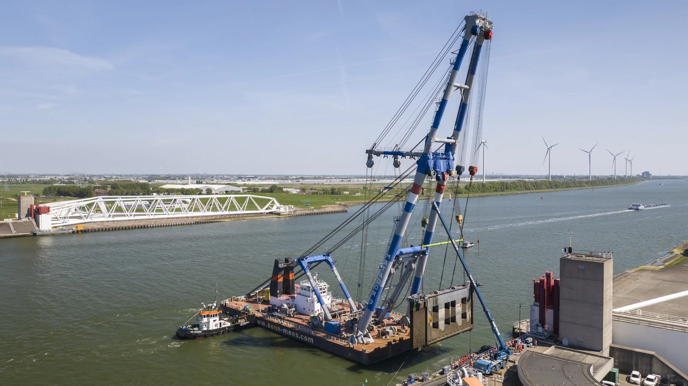 Maeslantkering storm surge barrier Rotterdam waterway heavy-lift transport Matador industrial photography Netherlands