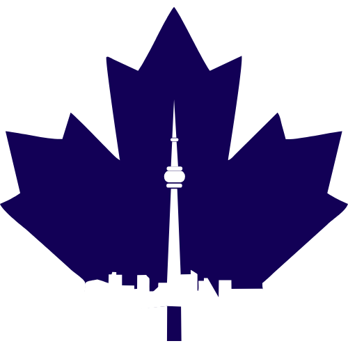 Logo featuring a white Toronto CN Tower silhouette on a blue maple leaf background.