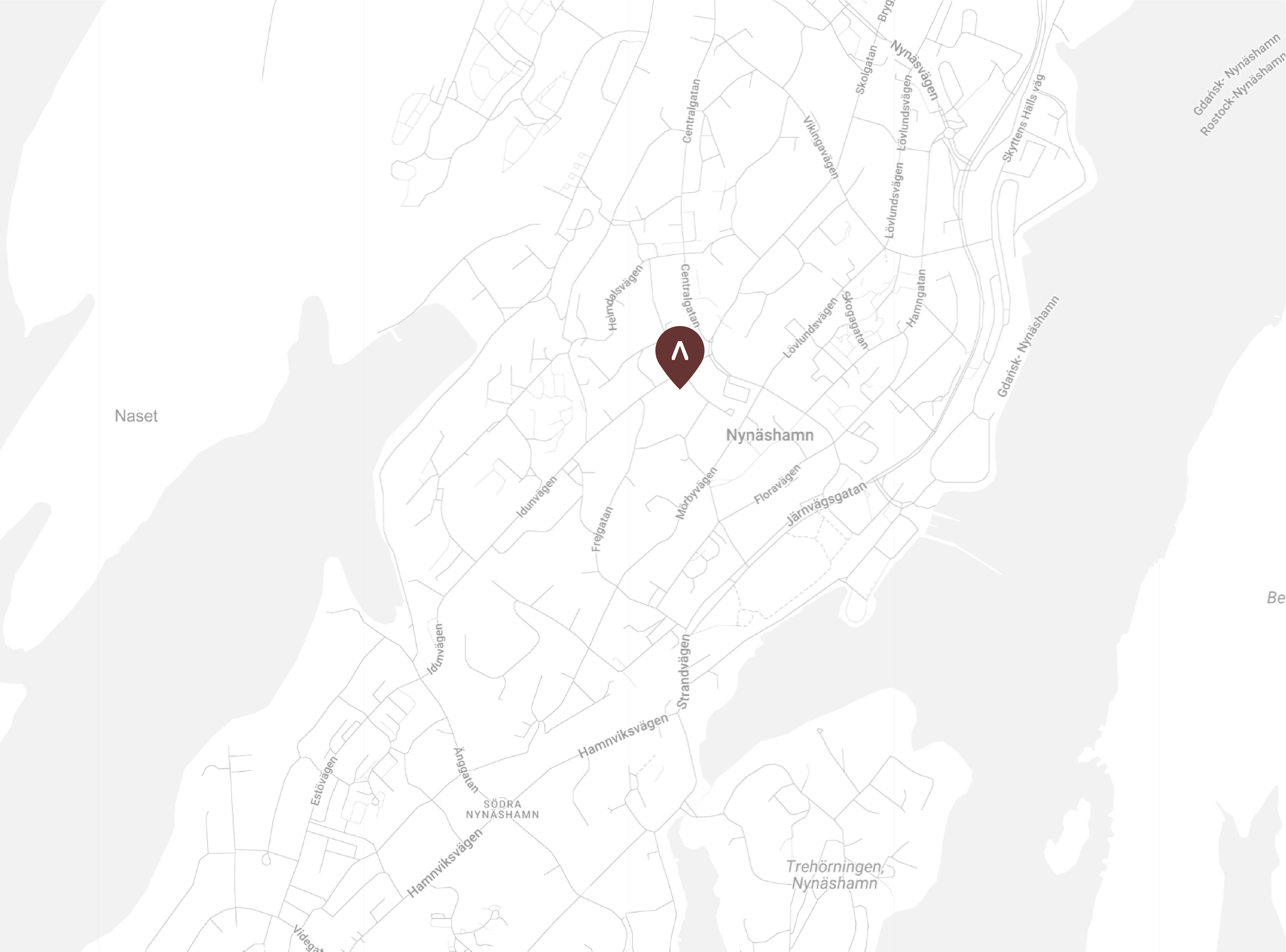 Karta som visar positionen på projektet Nornan 22 & 24, Nynäshamn.