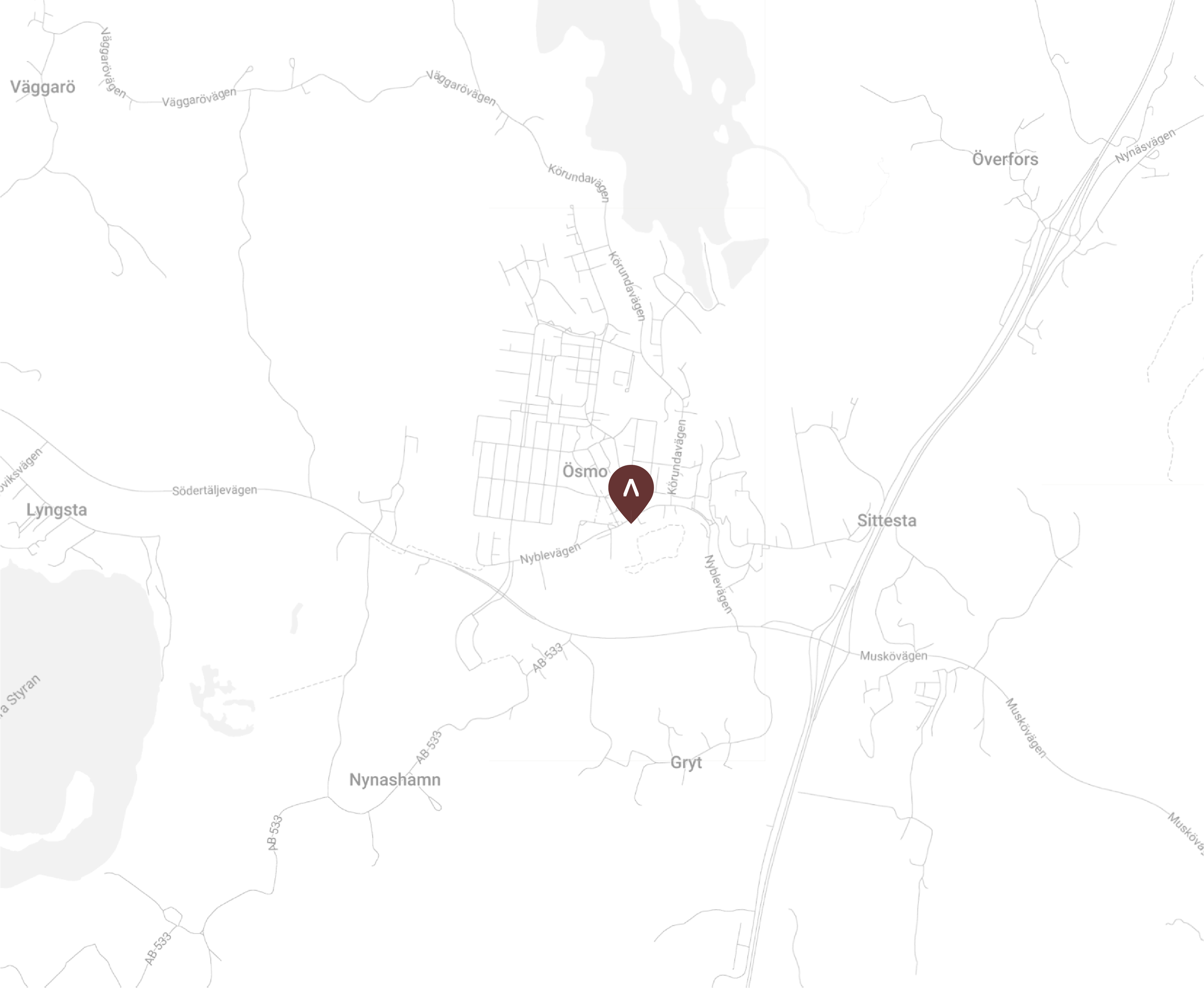 Karta som visar positionen på projektet Vansta 5:49, Ösmo.