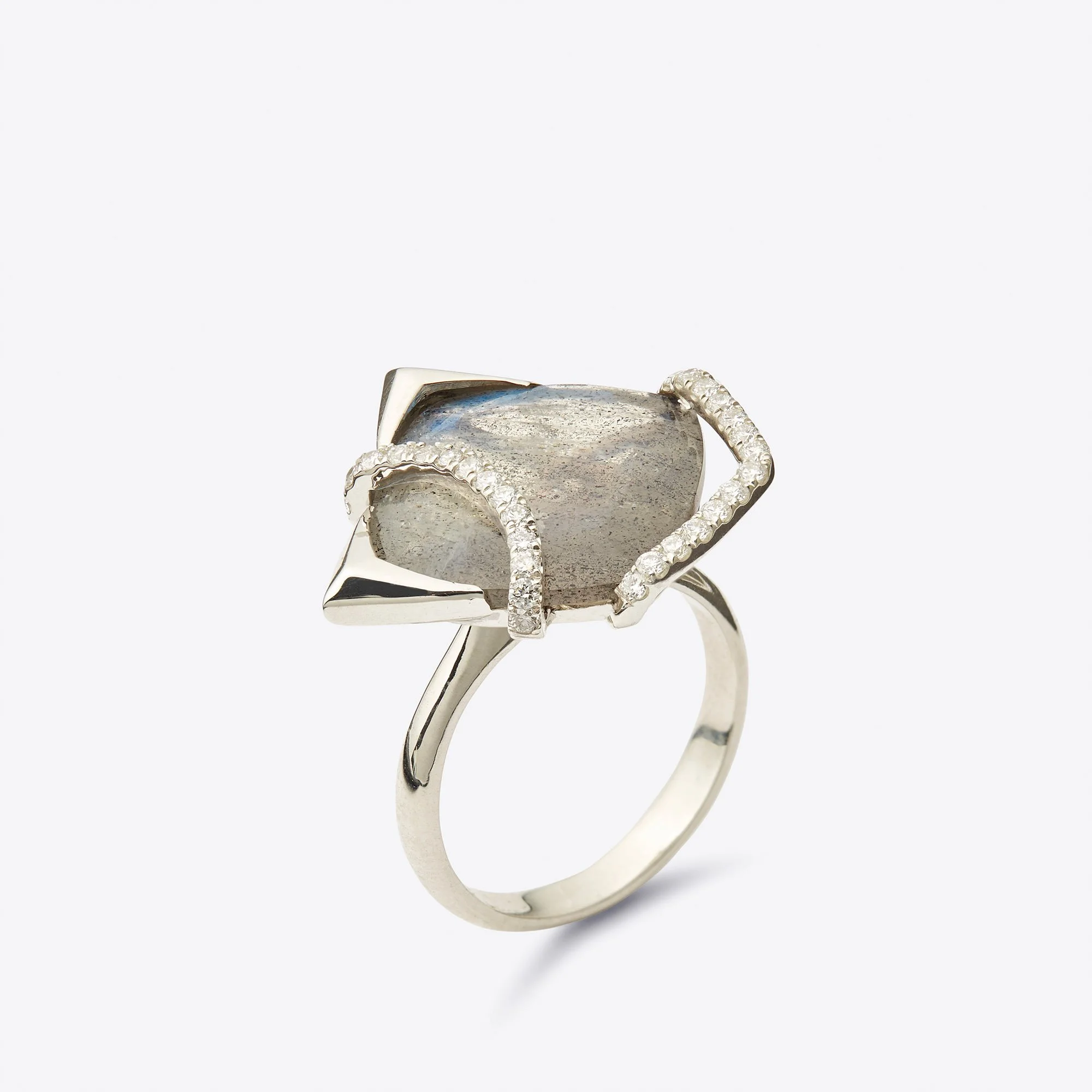 Labradorite Diamond Ring